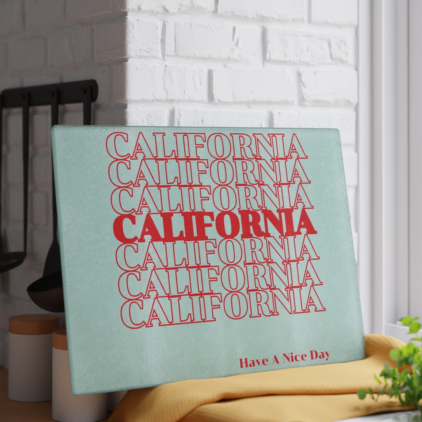 California Cutting board, California souvenir, Kawaii Kitchen Decor, Wedding Gift, Anniversary Gift, Glass Cutting Board, Glass Cutting Board