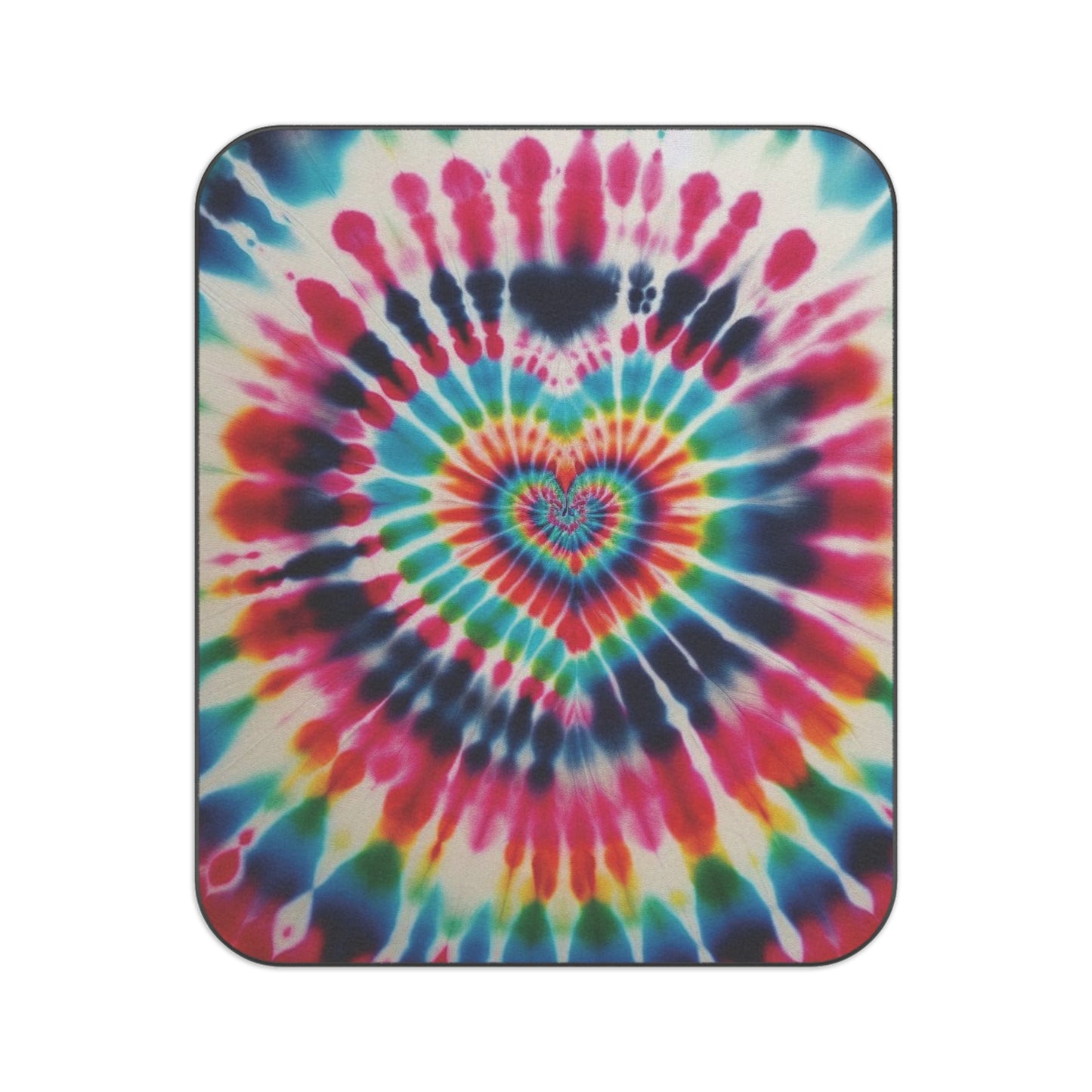 Tie dye, Rainbow Heart Tie Dye, Psychedelic Hippie, 1970s, Retro Decor, Boho Blanket, Rainbow Blanket ,Grateful Dead Love, Picnic Blanket