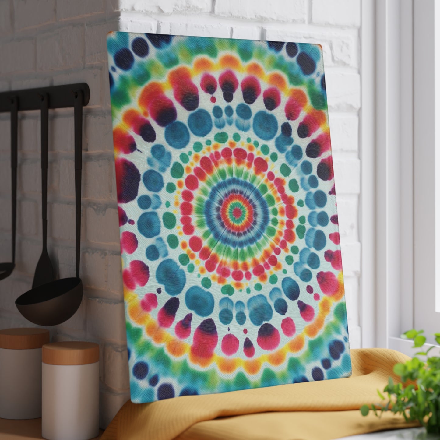 Tie Dye, Rainbow Heart, Psychedelic Hippie, 1970s, Retro Decor, Boho, Housewarming Gift, Grateful Dead Love, Camping, Glass Cutting Board