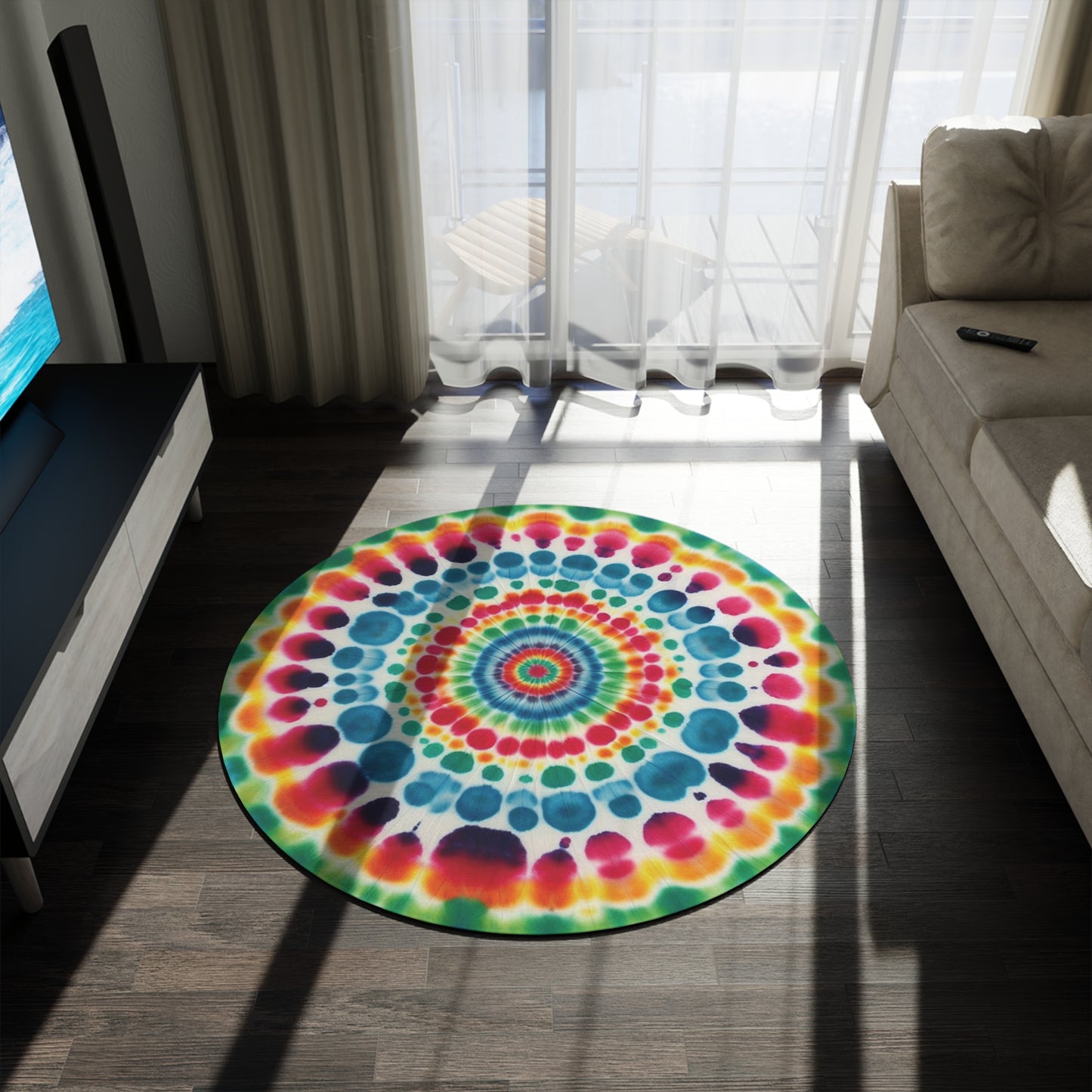 Tie Dye, Rainbow, Psychedelic Hippie, 1970s, Retro Decor, Boho, Housewarming Gift, Grateful Dead Love, Camping, Round Rug