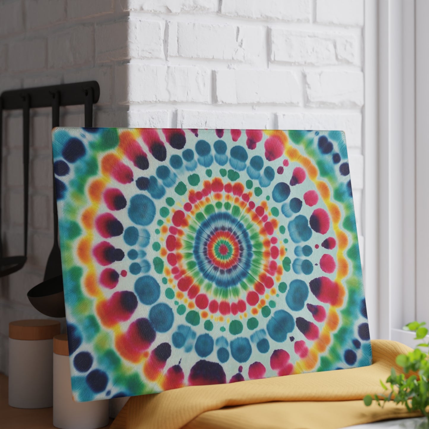 Tie Dye, Rainbow Heart, Psychedelic Hippie, 1970s, Retro Decor, Boho, Housewarming Gift, Grateful Dead Love, Camping, Glass Cutting Board