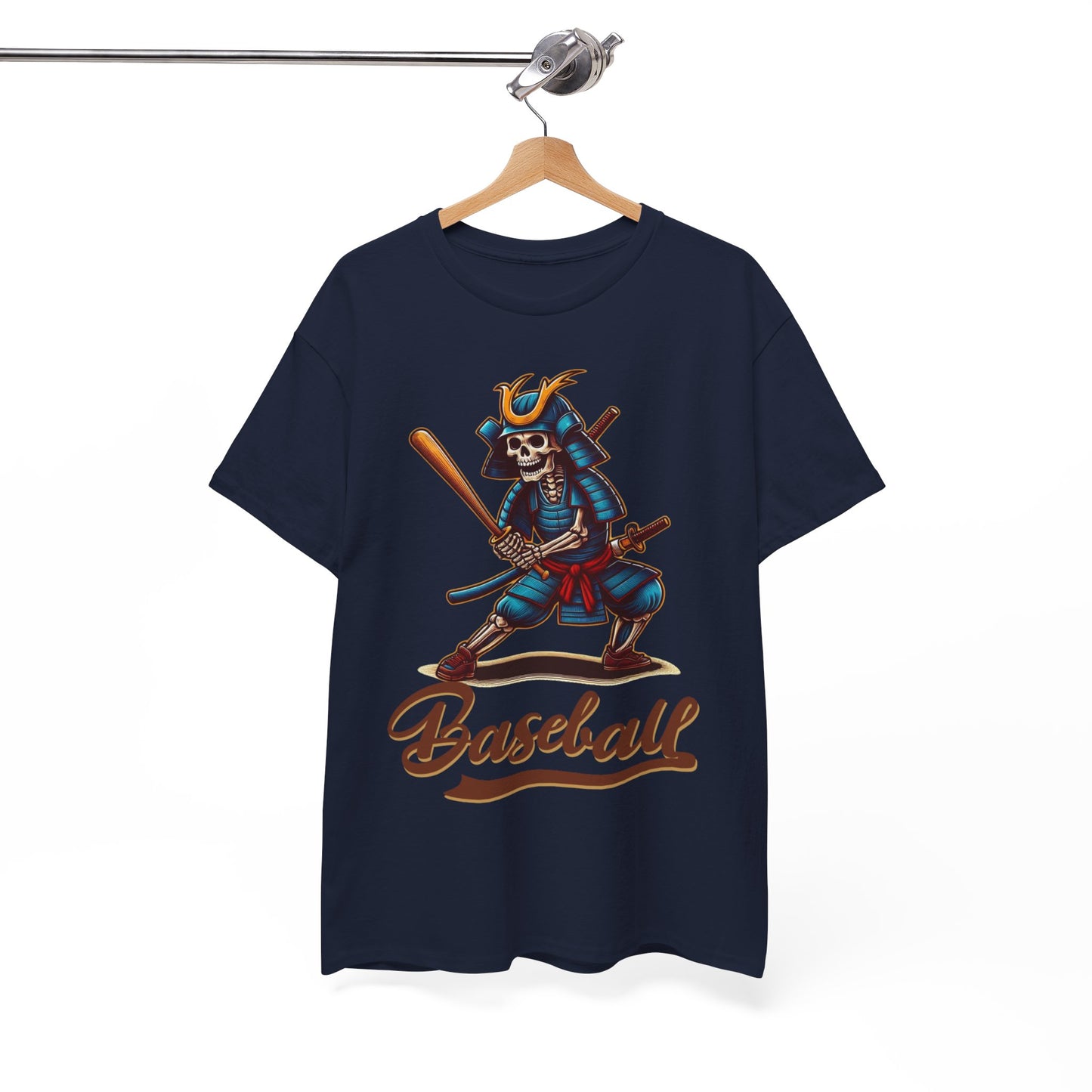 Baseball, Skeleton Samurai, Dodgers, Angels, Padres, Red Sox, Tigers, Mets, Cubs, Blue Jays, Cardinals, Japanese, Unisex Heavy Cotton Tee