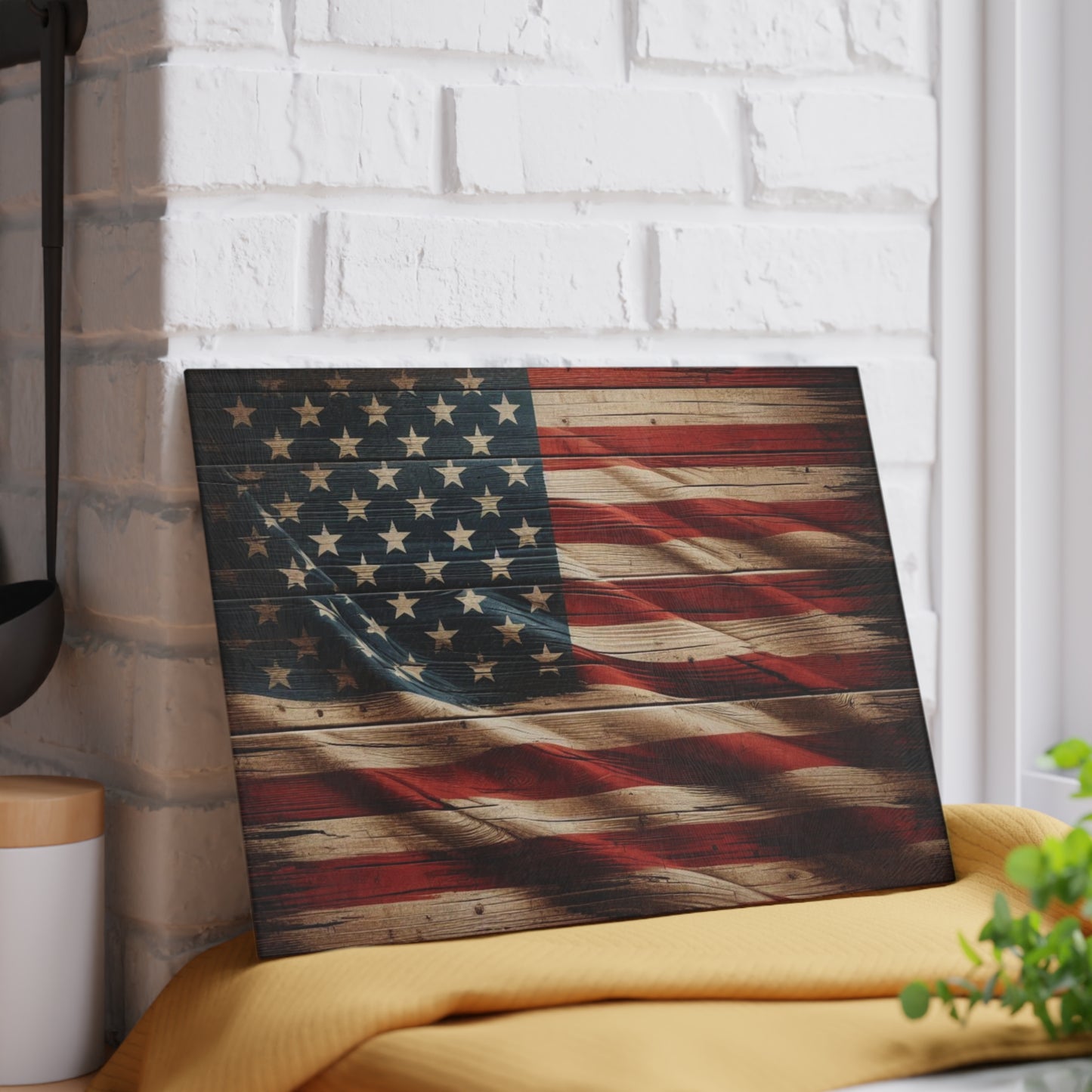 American Flag Glass Cutting Board, kawaii USA Chopping Board, Kitchen Decor, American Serving Board, gift for wife, Housewarming Gift Glass Cutting Board