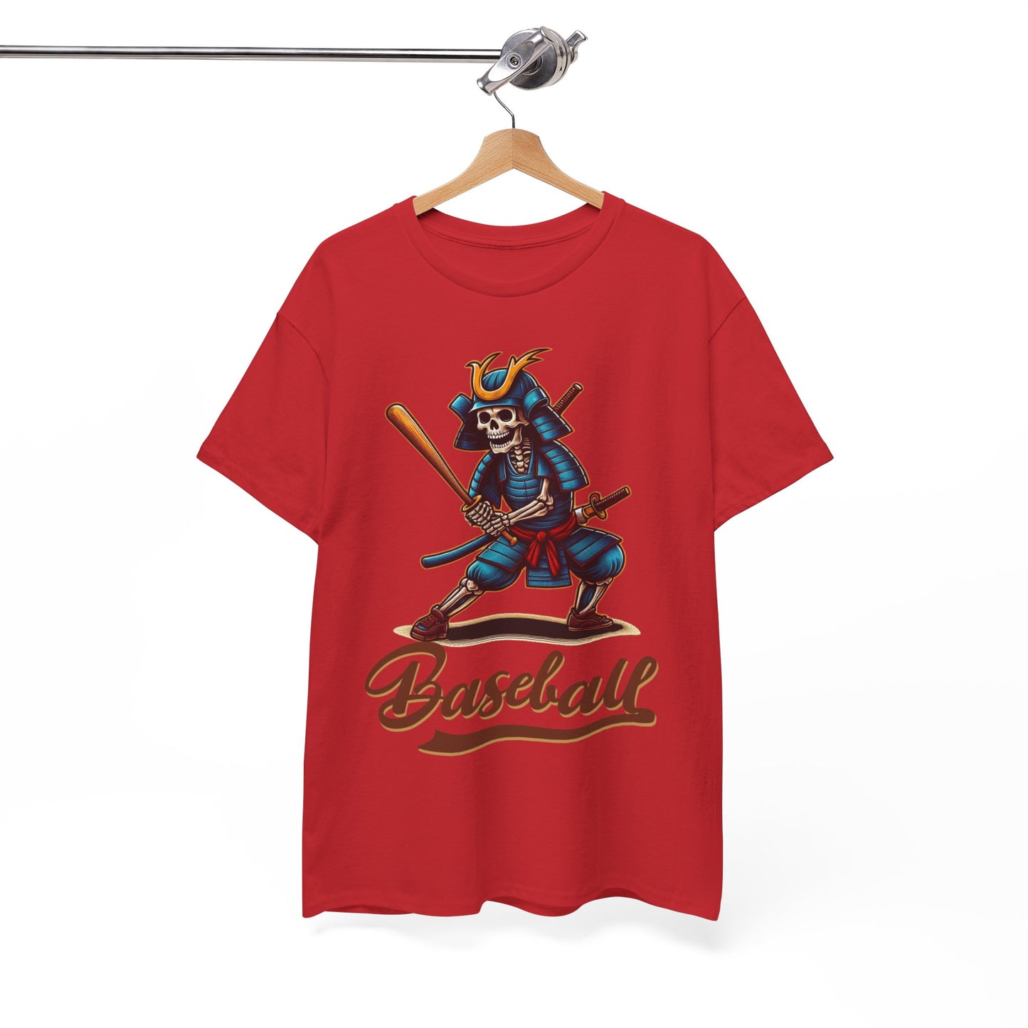 Baseball, Skeleton Samurai, Dodgers, Angels, Padres, Red Sox, Tigers, Mets, Cubs, Blue Jays, Cardinals, Japanese, Unisex Heavy Cotton Tee