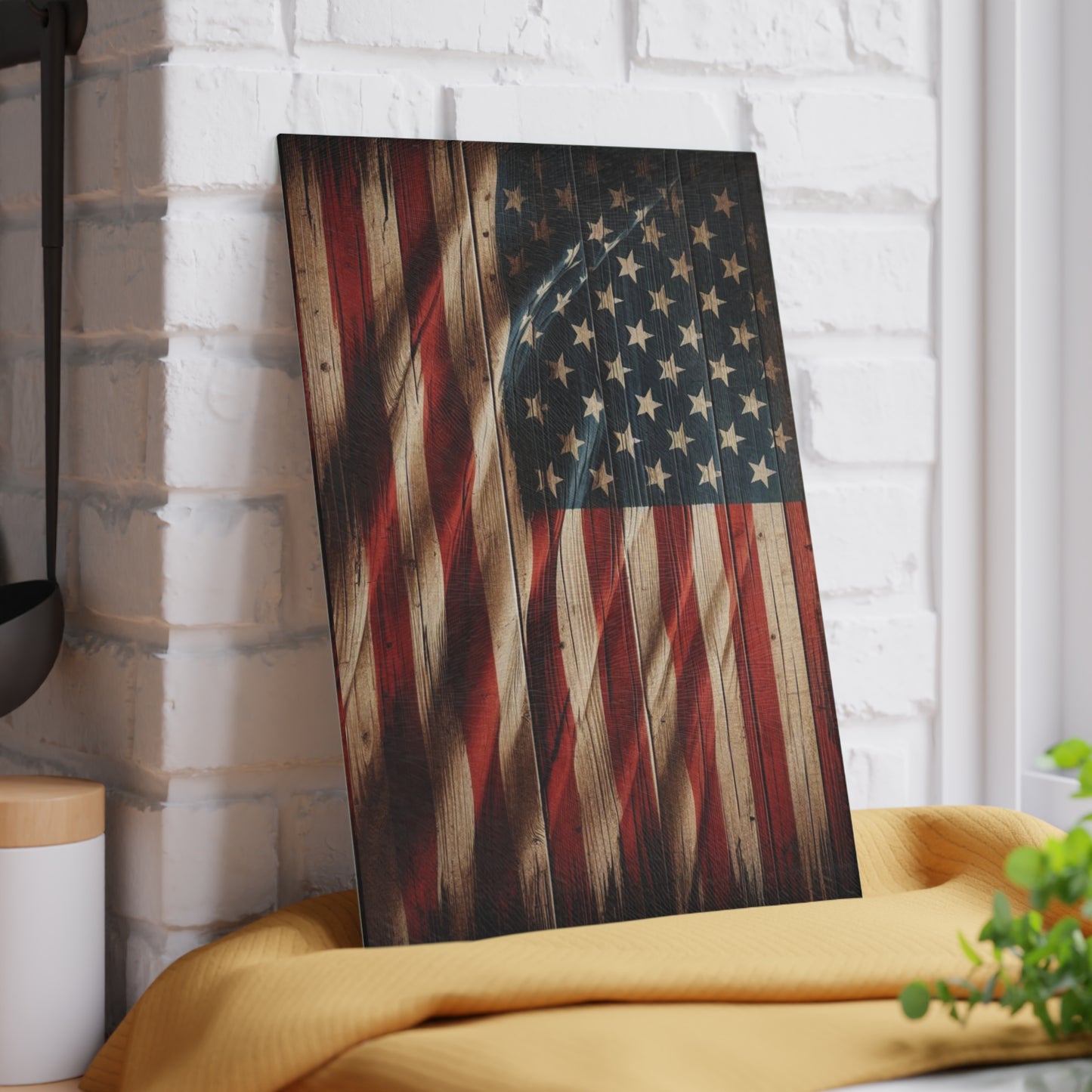 American Flag Glass Cutting Board, kawaii USA Chopping Board, Kitchen Decor, American Serving Board, gift for wife, Housewarming Gift Glass Cutting Board