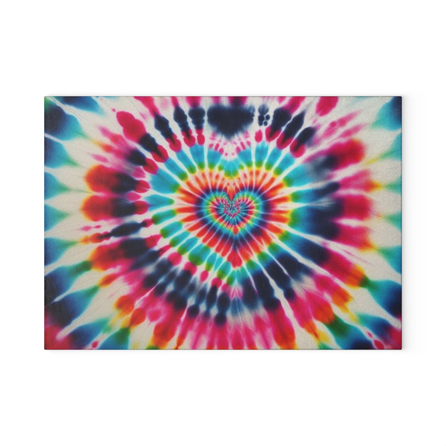 Rainbow Heart, Tie Dye, Psychedelic Hippie, 1970s, Retro Decor, Boho, Housewarming Gift, Grateful Dead Love, Camping, Glass Cutting Board