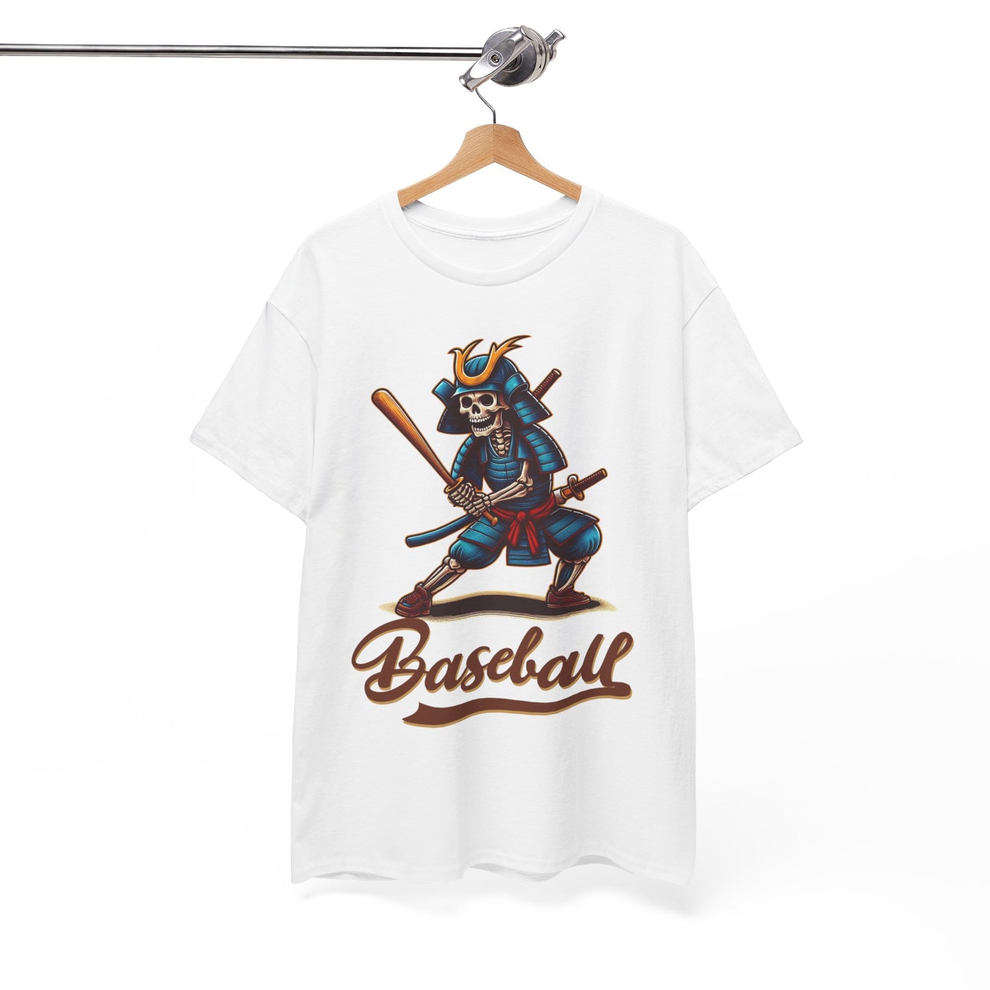 Baseball, Skeleton Samurai, Dodgers, Angels, Padres, Red Sox, Tigers, Mets, Cubs, Blue Jays, Cardinals, Japanese, Unisex Heavy Cotton Tee