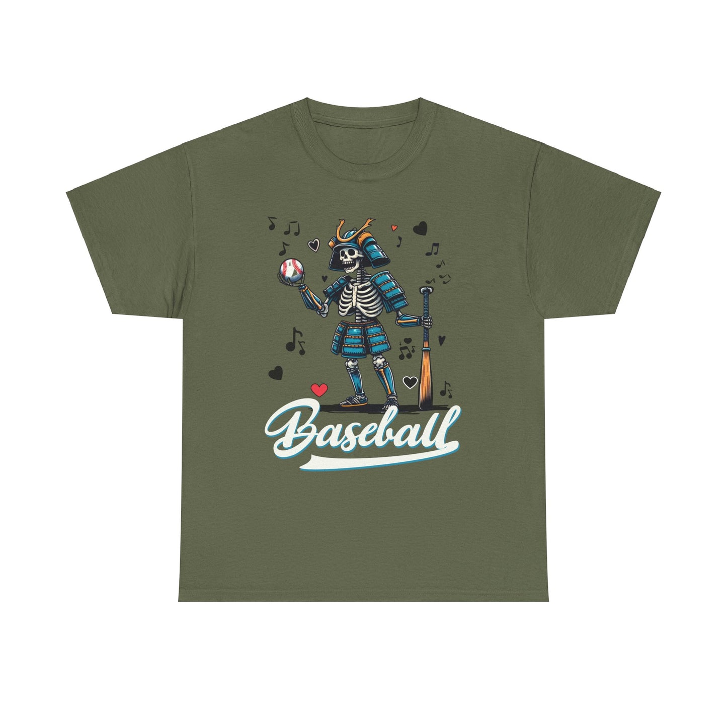Baseball, Skeleton Samurai, Dodgers, Angels, Padres, Red Sox, Tigers, Mets, Cubs, Blue Jays, Cardinals, Japanese, Unisex 100% Cotton Tee