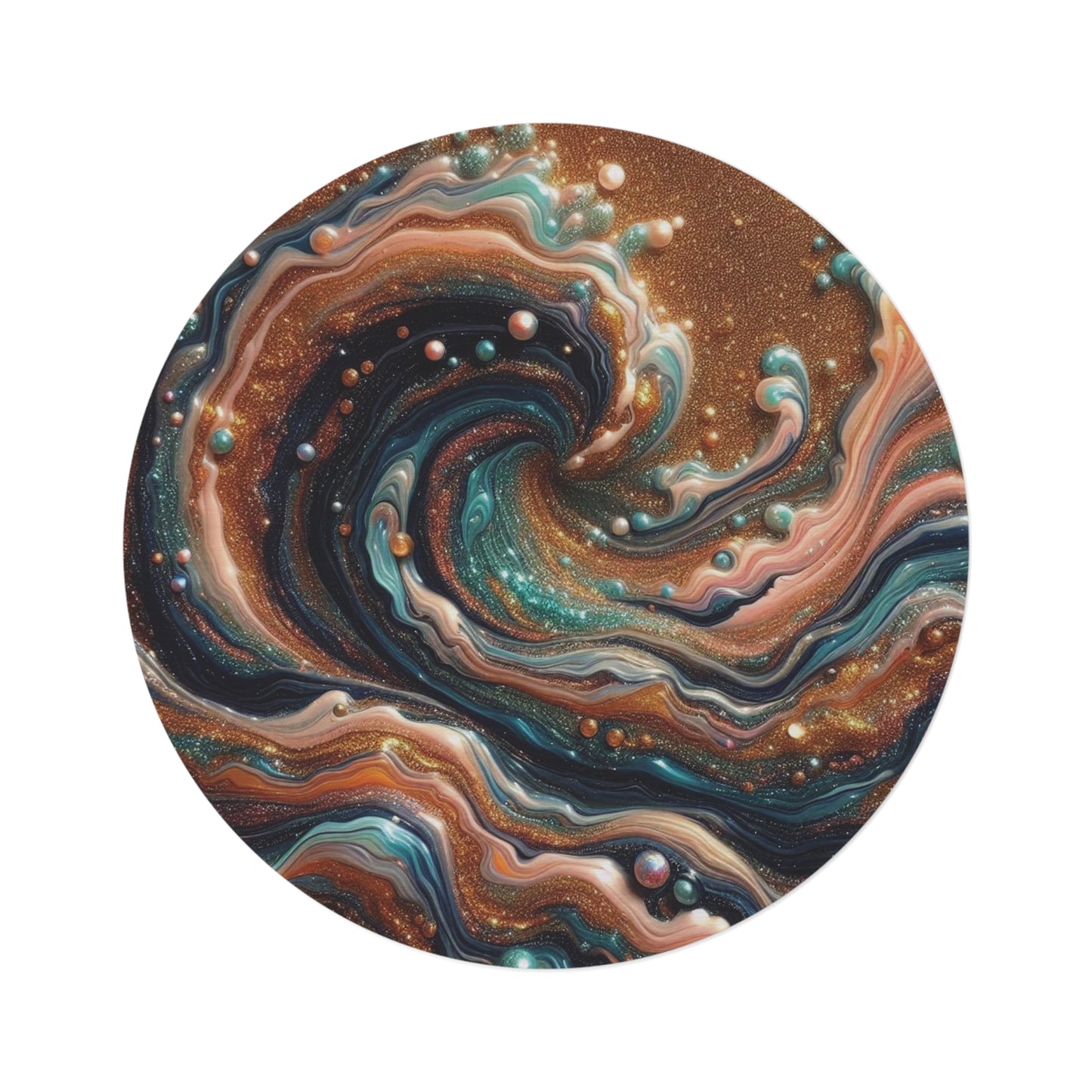 Spilled nail polish design, pearl splashes into the waves of resin art, Heartwarming gift, Round Rug