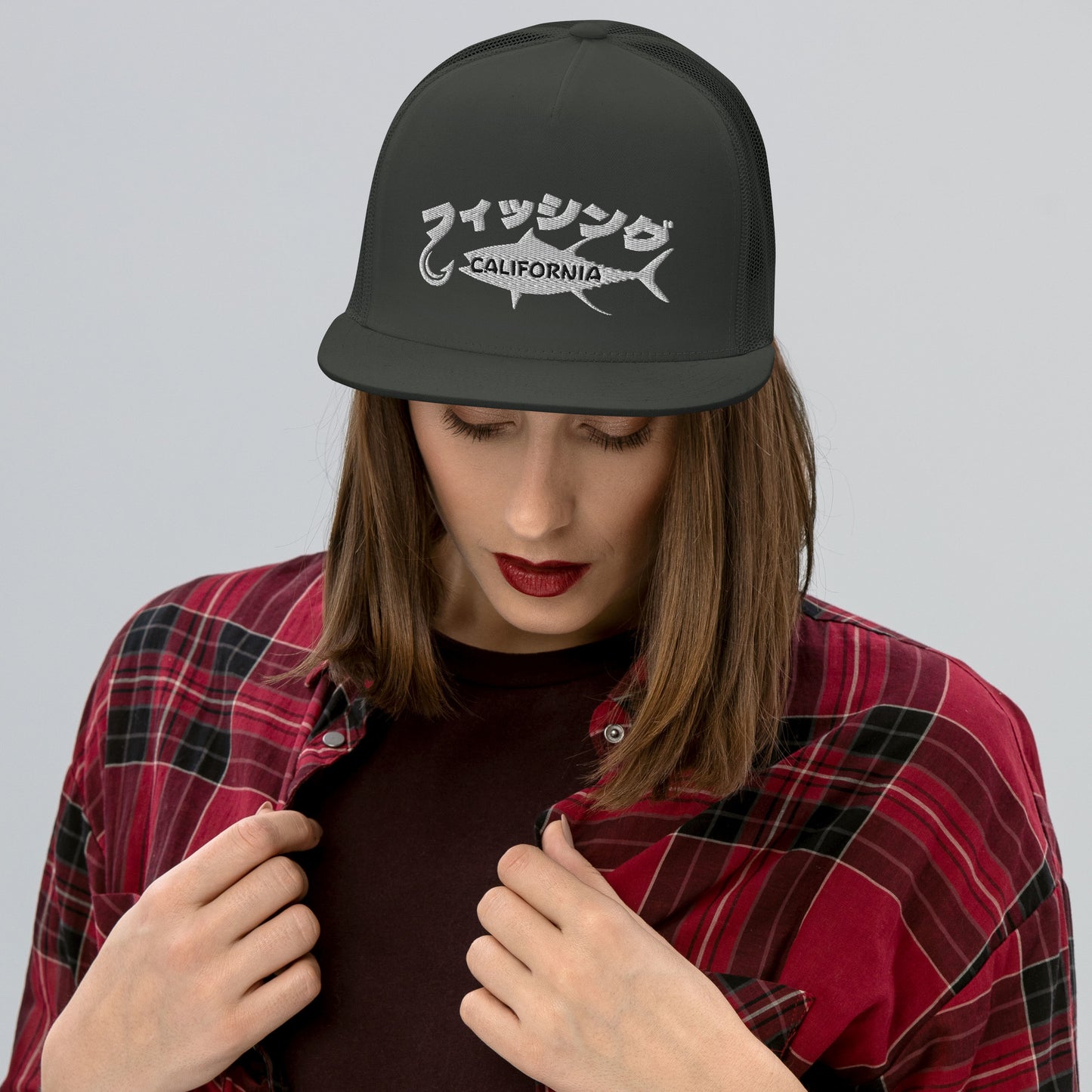 Fishing California, Japanese katakana, Trucker Cap