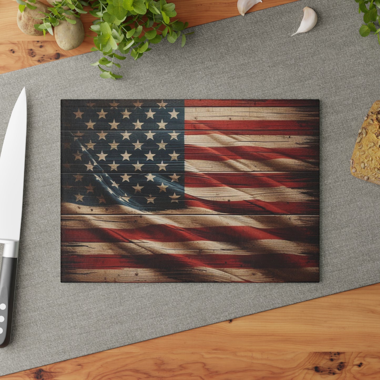 American Flag Glass Cutting Board, kawaii USA Chopping Board, Kitchen Decor, American Serving Board, gift for wife, Housewarming Gift Glass Cutting Board