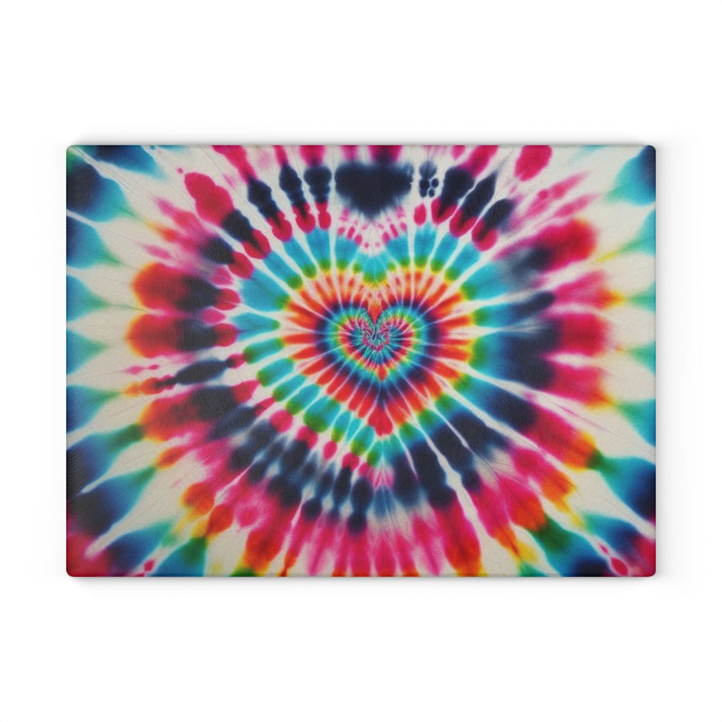 Rainbow Heart, Tie Dye, Psychedelic Hippie, 1970s, Retro Decor, Boho, Housewarming Gift, Grateful Dead Love, Camping, Glass Cutting Board