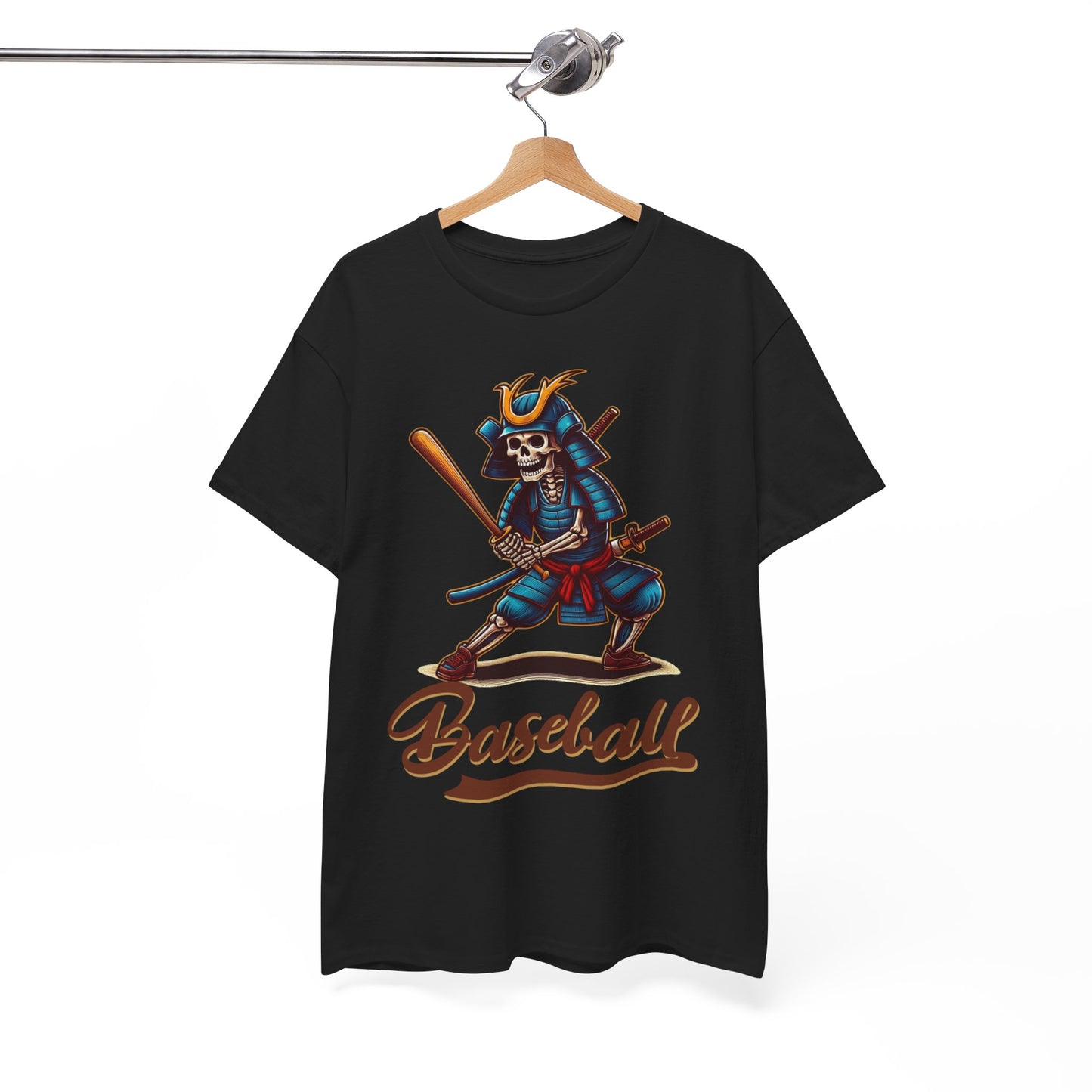 Baseball, Skeleton Samurai, Dodgers, Angels, Padres, Red Sox, Tigers, Mets, Cubs, Blue Jays, Cardinals, Japanese, Unisex Heavy Cotton Tee