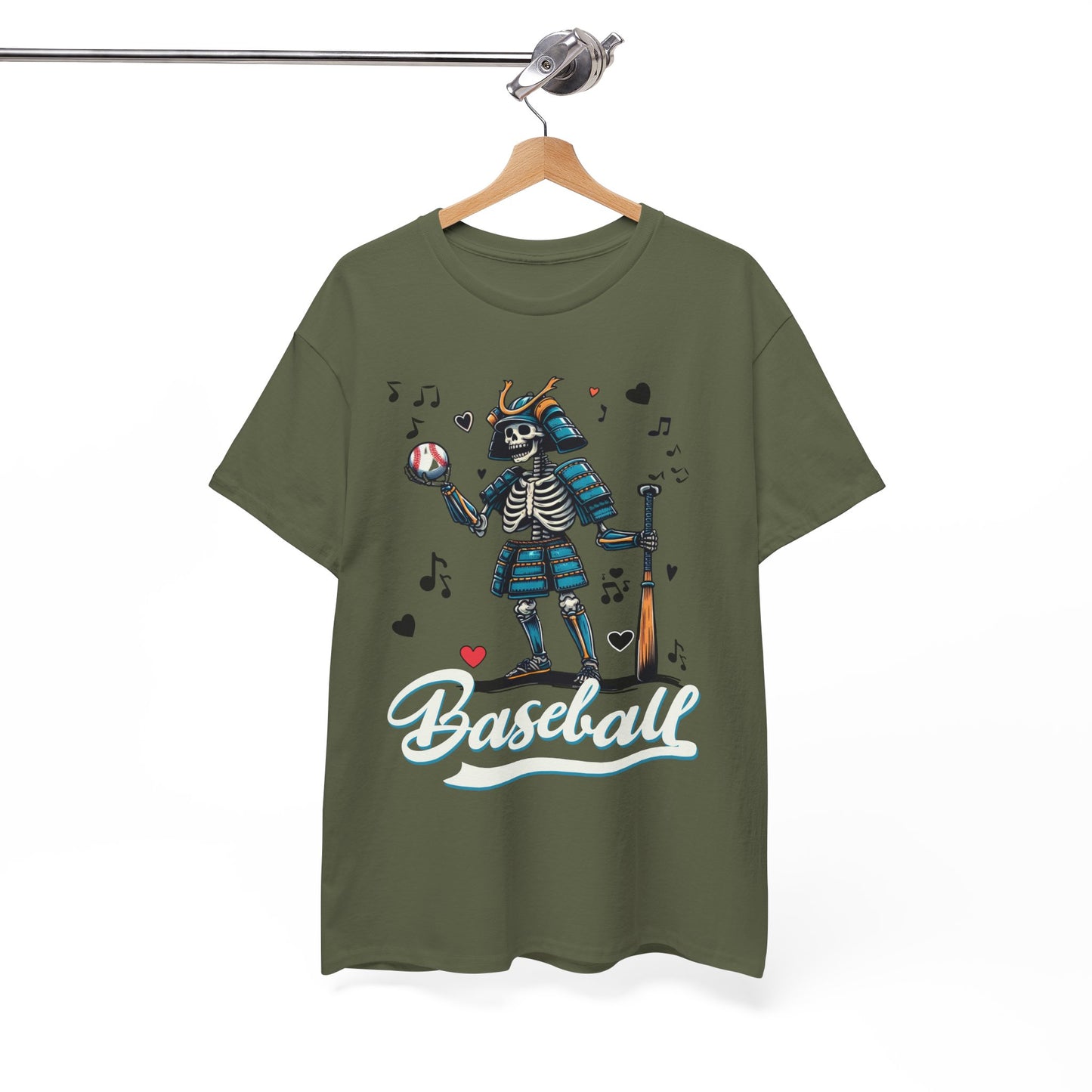 Baseball, Skeleton Samurai, Dodgers, Angels, Padres, Red Sox, Tigers, Mets, Cubs, Blue Jays, Cardinals, Japanese, Unisex 100% Cotton Tee