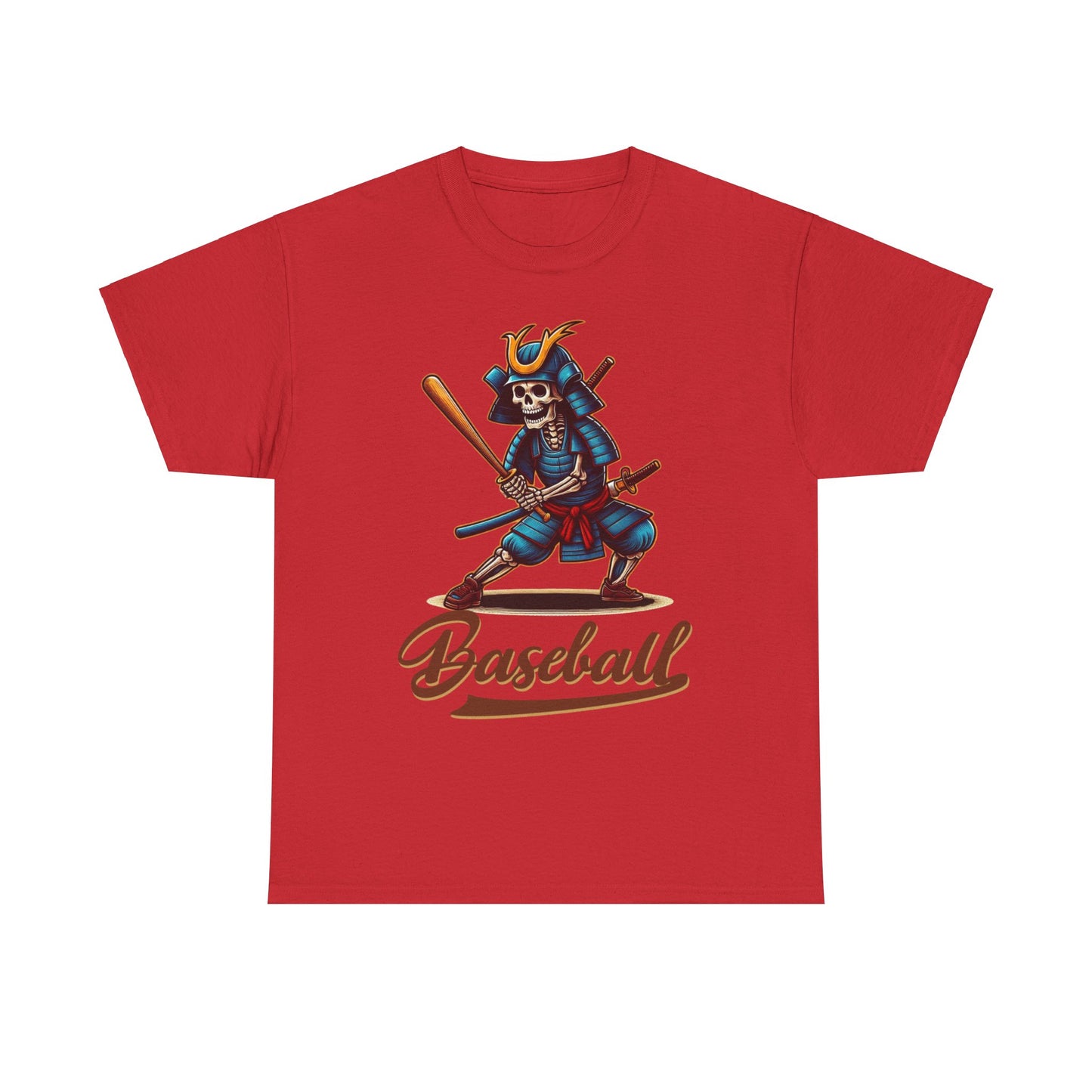 Baseball, Skeleton Samurai, Dodgers, Angels, Padres, Red Sox, Tigers, Mets, Cubs, Blue Jays, Cardinals, Japanese, Unisex Heavy Cotton Tee
