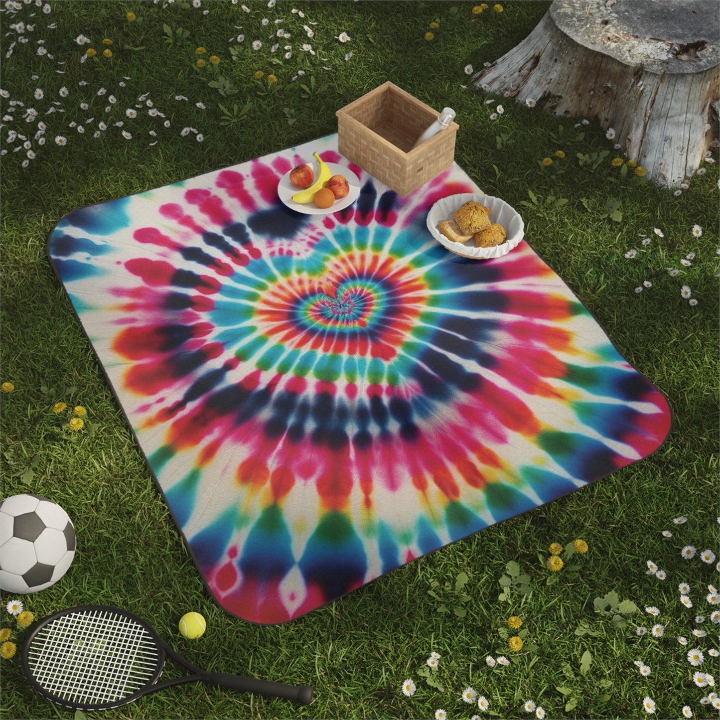 Tie dye, Rainbow Heart Tie Dye, Psychedelic Hippie, 1970s, Retro Decor, Boho Blanket, Rainbow Blanket ,Grateful Dead Love, Picnic Blanket