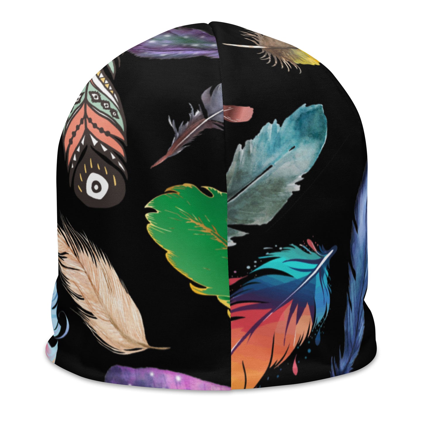 Feather All-Over Print Beanie