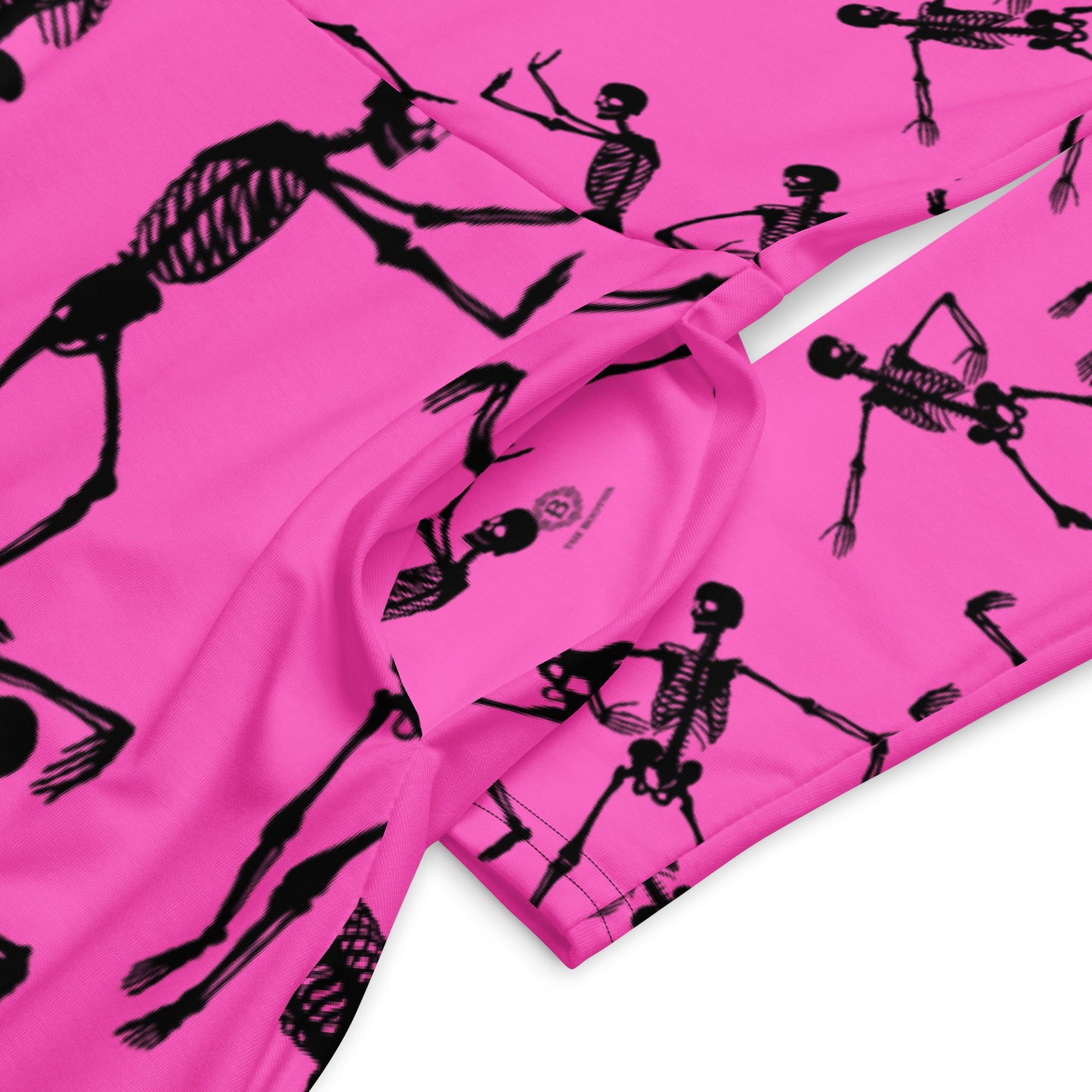 Skeleton pink All-over print long sleeve midi dress