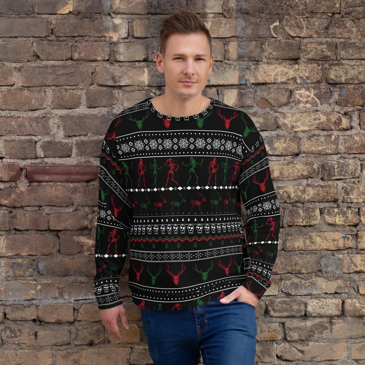 Christmas Skull Black Unisex Sweatshirt
