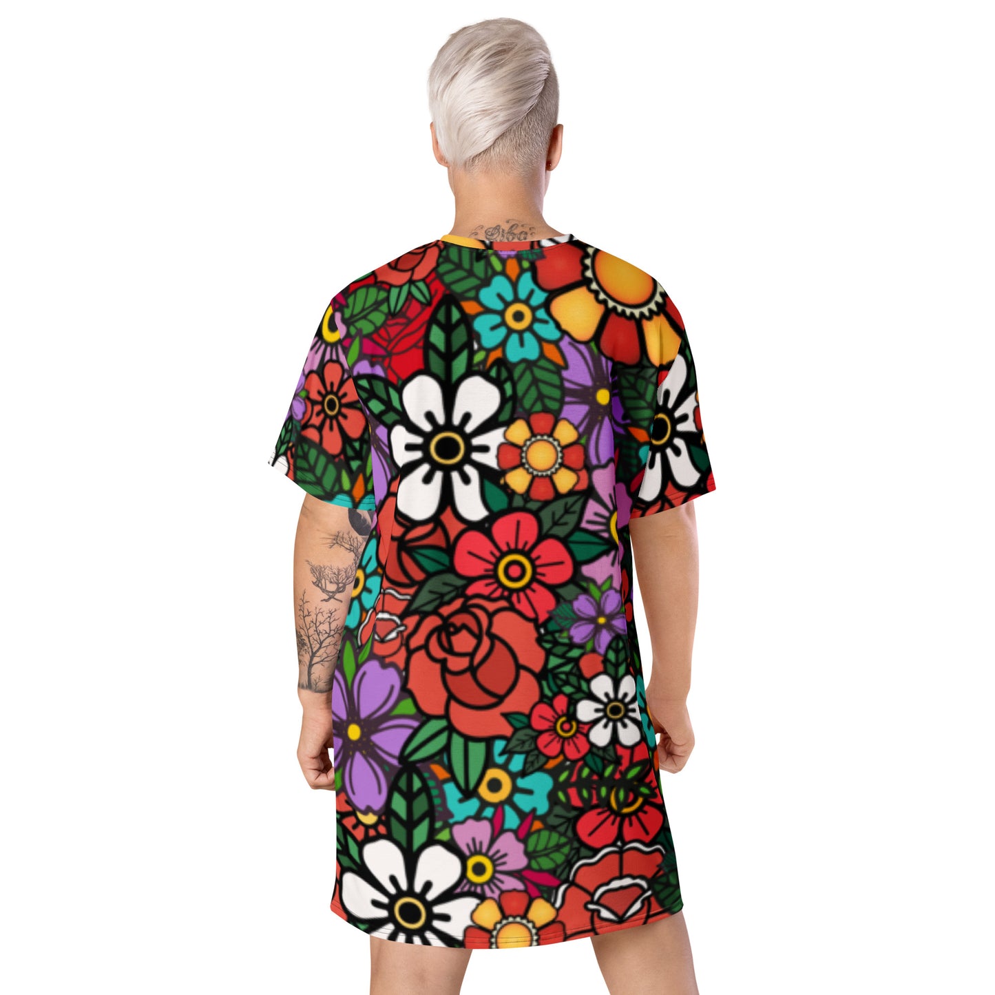 Tattoo Flower T-shirt dress