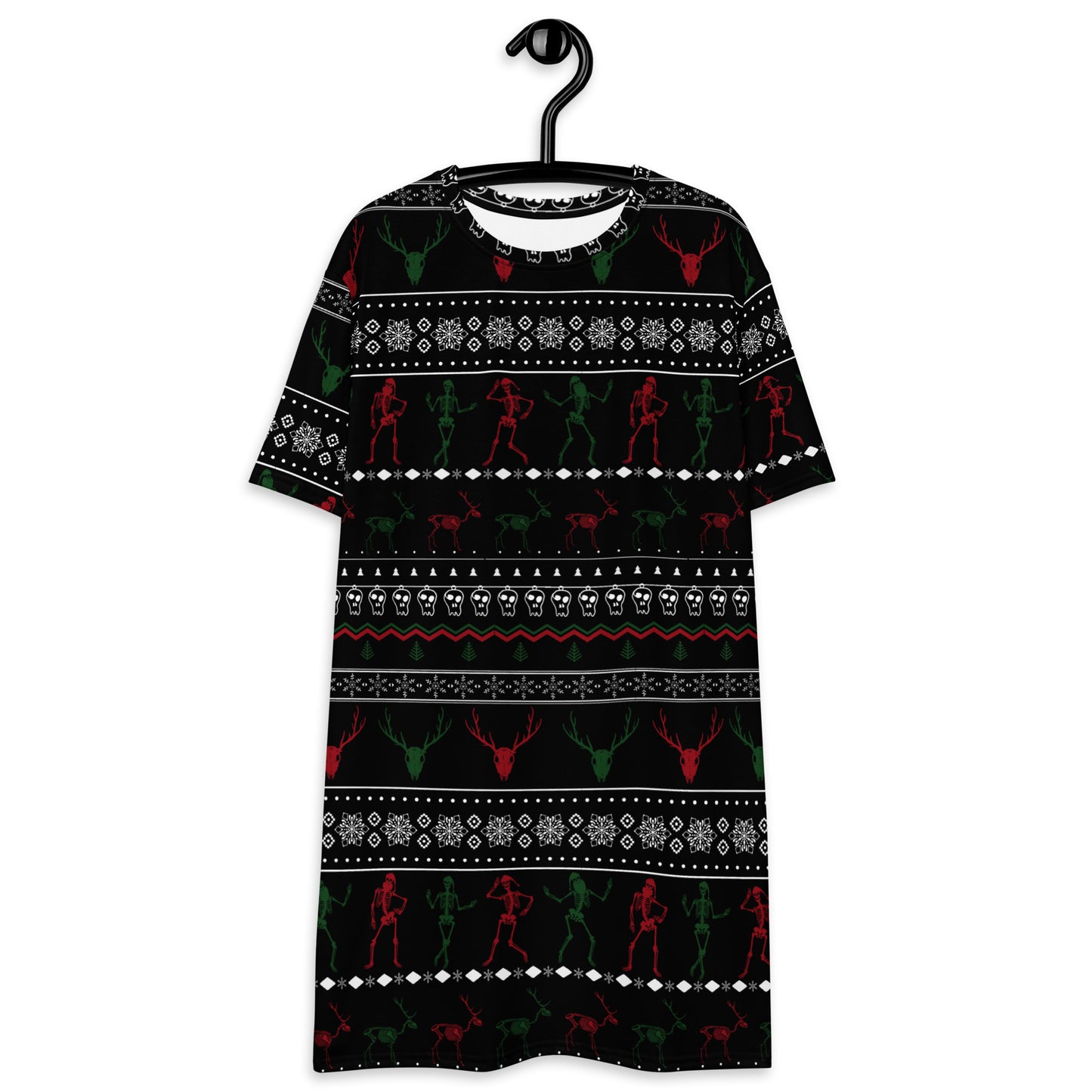 Christmas Skull Black T-shirt dress