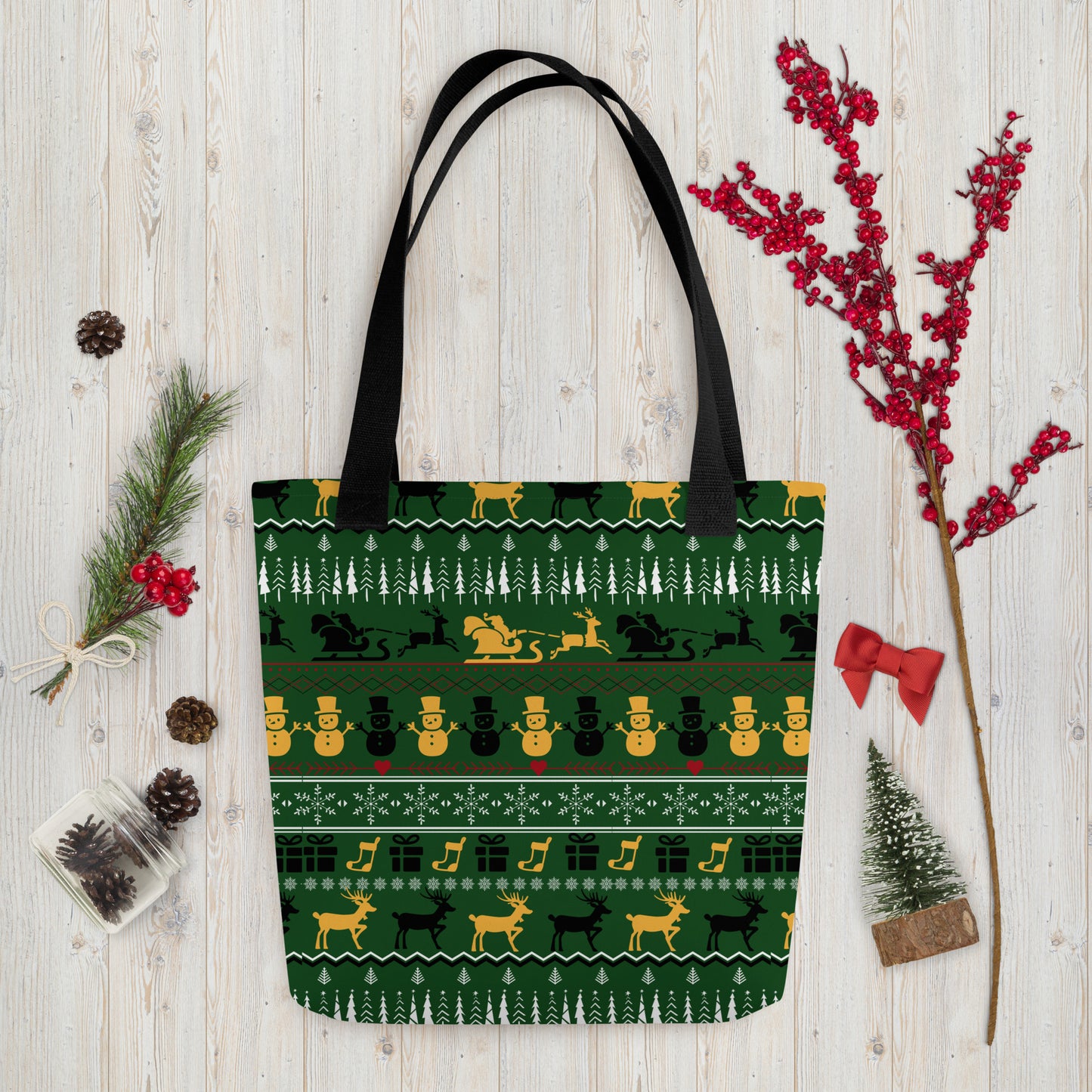 Christmas Green & Yellow Tote bag