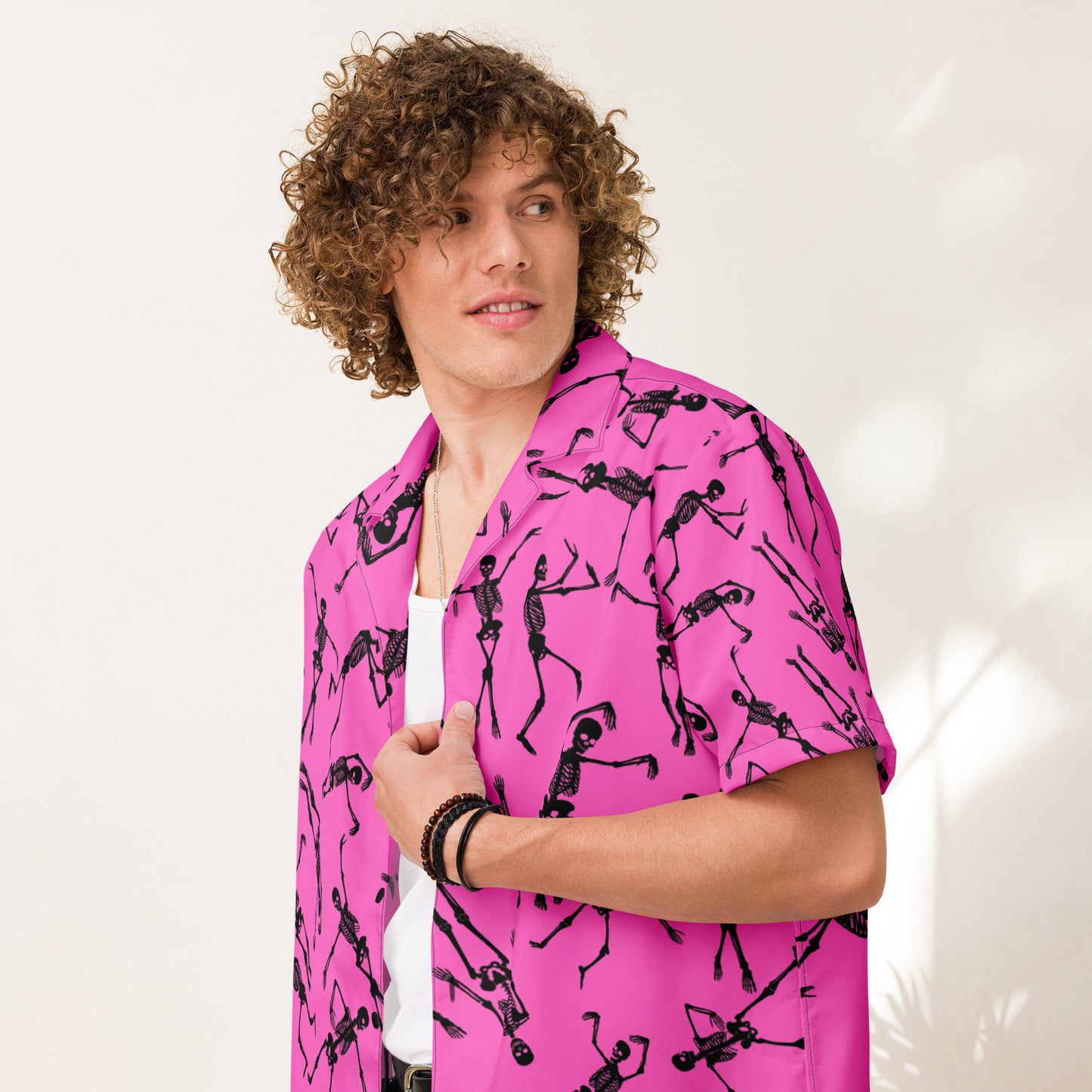 Skeleton PinkUnisex button shirt