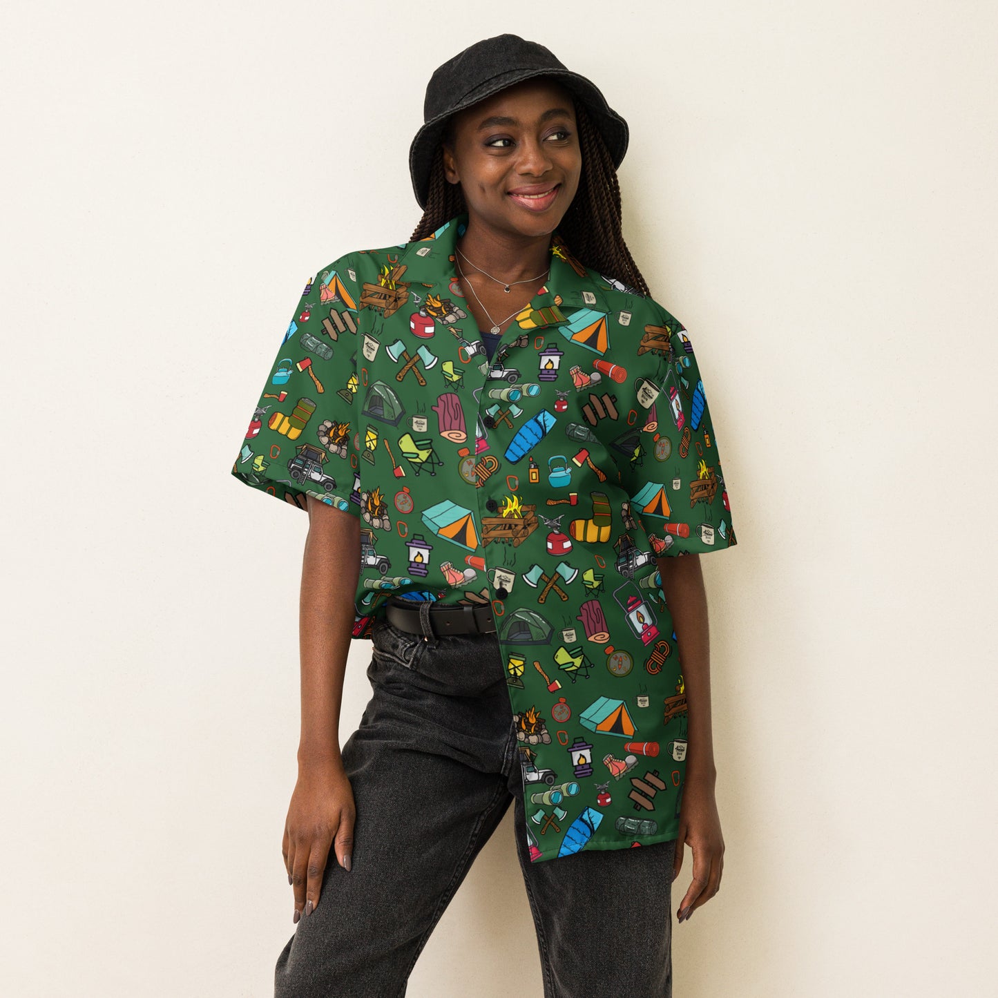 Camping Unisex button shirt, Camping , Daily Use, Camping Tool, Camping Lover, Gift For Him, Gift For Her, Gift For Camper, Unique, Kawaii, Camping Unisex button shirt
