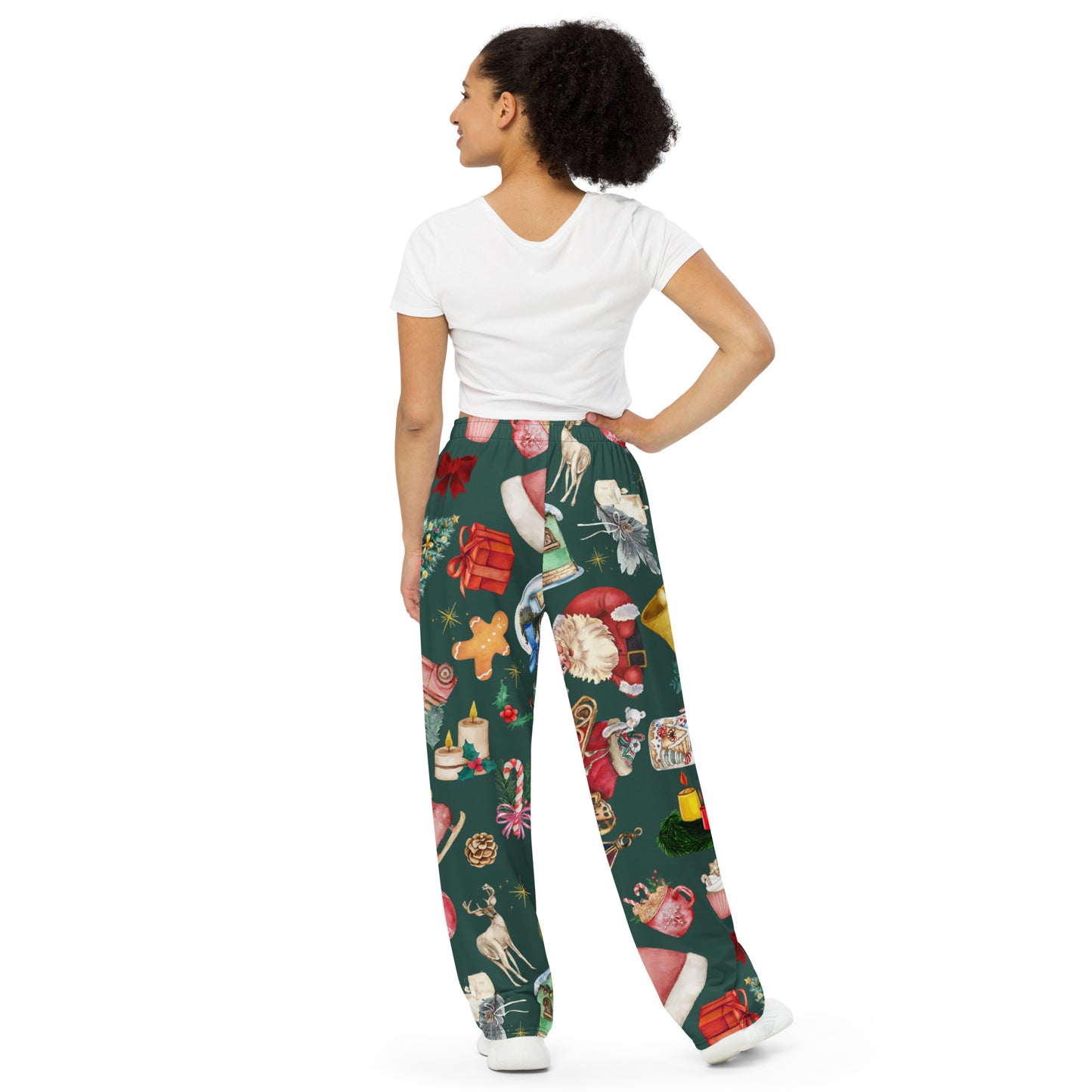 Christmas Vibes Christmas unisex wide-leg pants, Daily Use, Gift For Him, Gift For Her, Gift For Them, Pajama Pants, Comfy Pants, Christmas Pajamas, RelaxedAll-over print unisex wide-leg pants