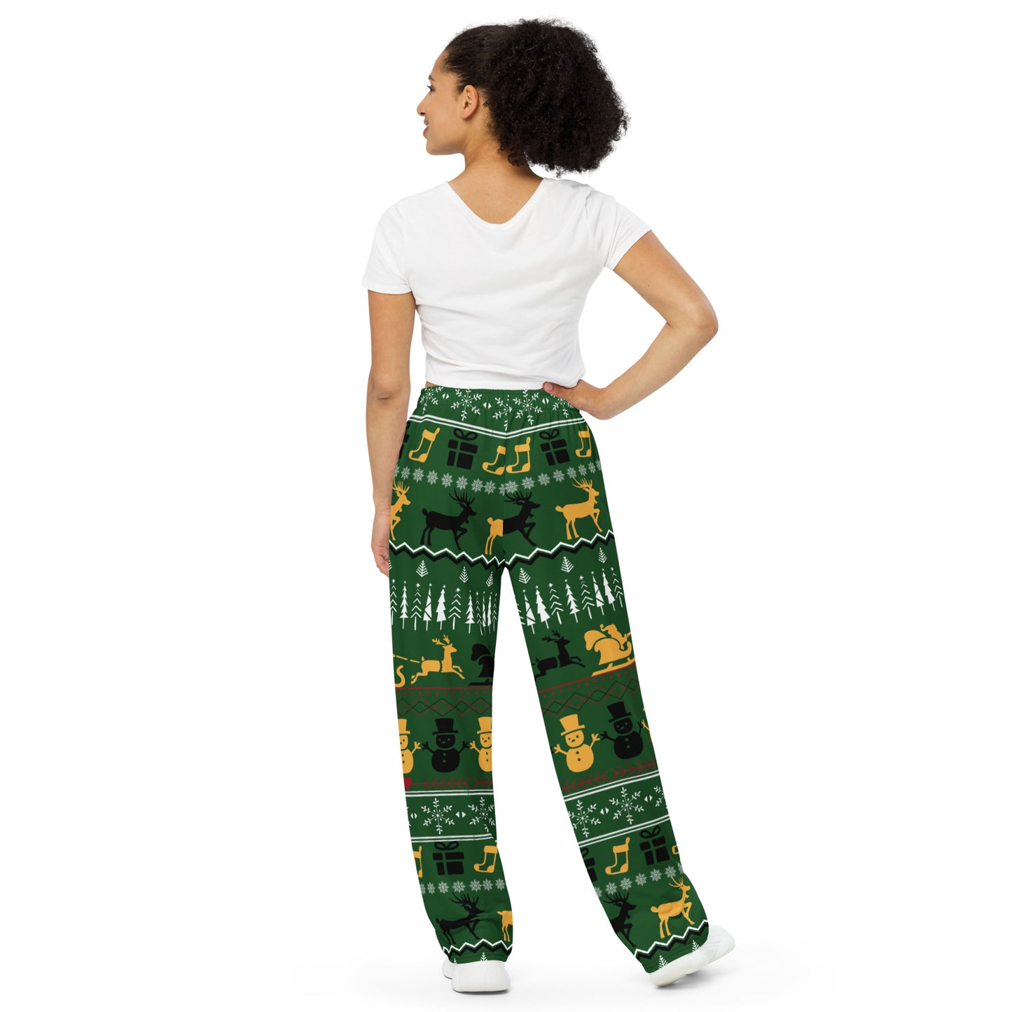 Christmas Green & Yellow All-over print unisex wide-leg pants