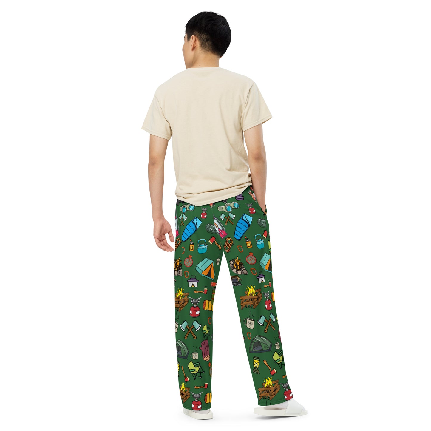 Camping unisex wide leg pants, Camping Fanny Pajama, Daily Use, Camping Tool, Camping Lover, Gift For Him, Gift For Her, Gift For Camper, All-over print unisex wide-leg pants