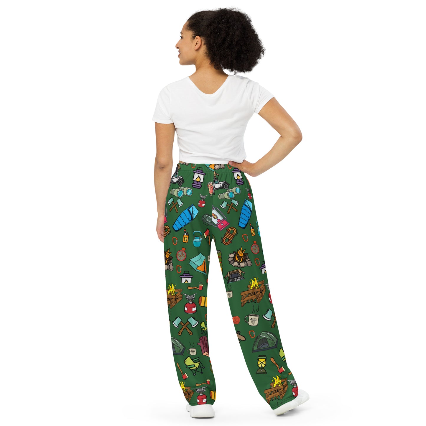 Camping unisex wide leg pants, Camping Fanny Pajama, Daily Use, Camping Tool, Camping Lover, Gift For Him, Gift For Her, Gift For Camper, All-over print unisex wide-leg pants
