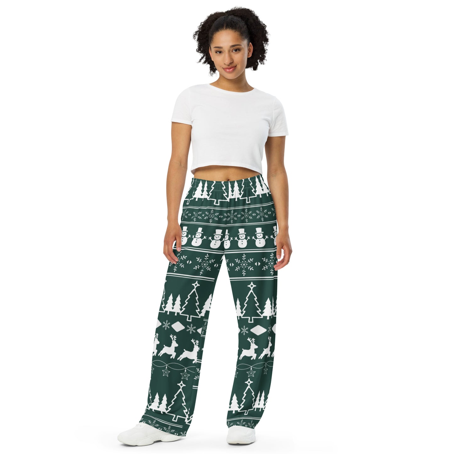 Christmas Green All-over print unisex wide-leg pants
