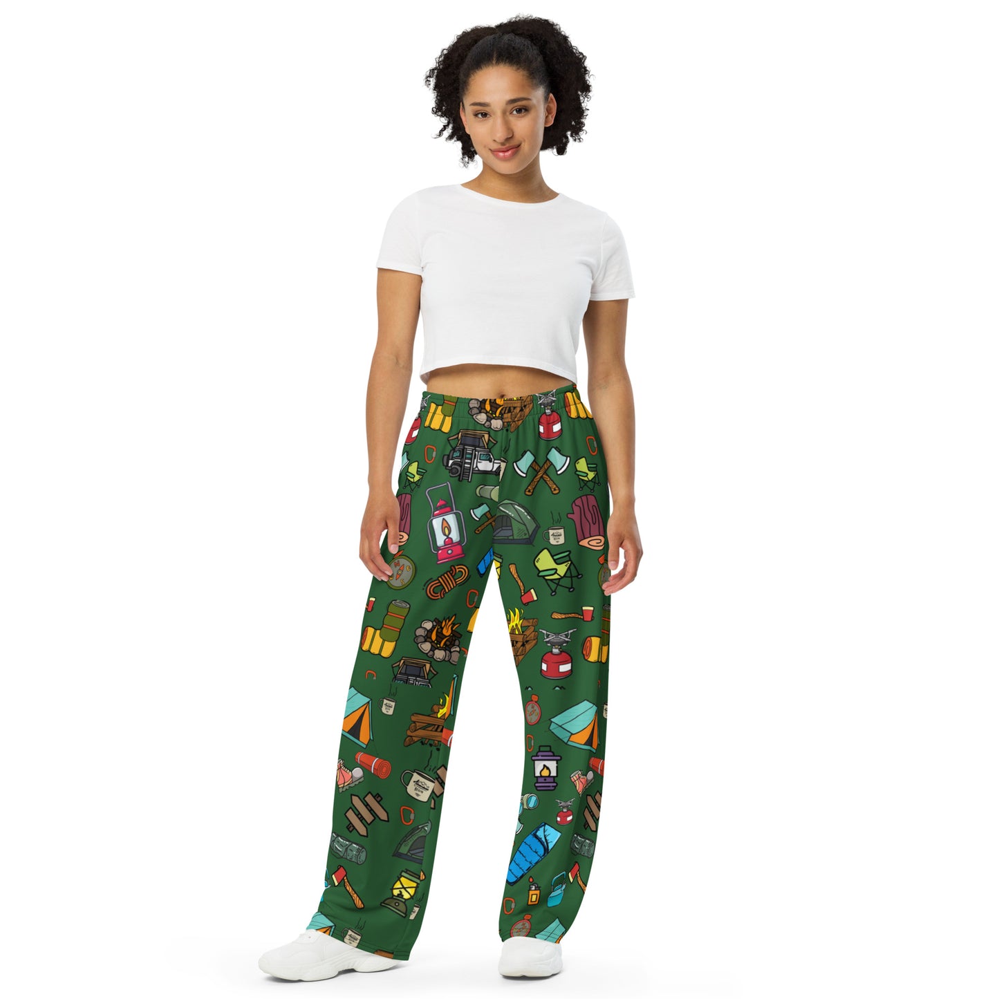 Camping unisex wide leg pants, Camping Fanny Pajama, Daily Use, Camping Tool, Camping Lover, Gift For Him, Gift For Her, Gift For Camper, All-over print unisex wide-leg pants