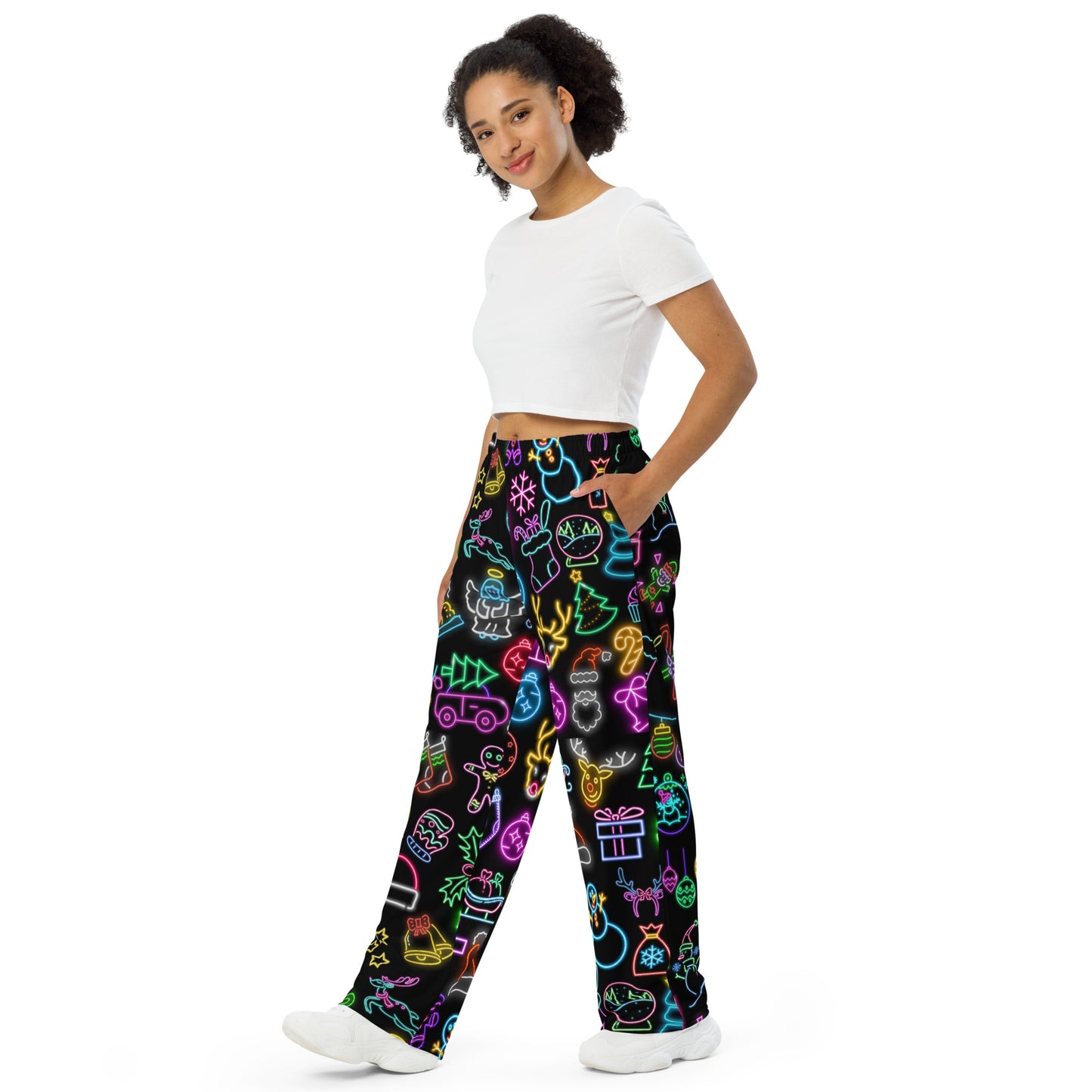 Christmas Neon All-over print unisex wide-leg pants