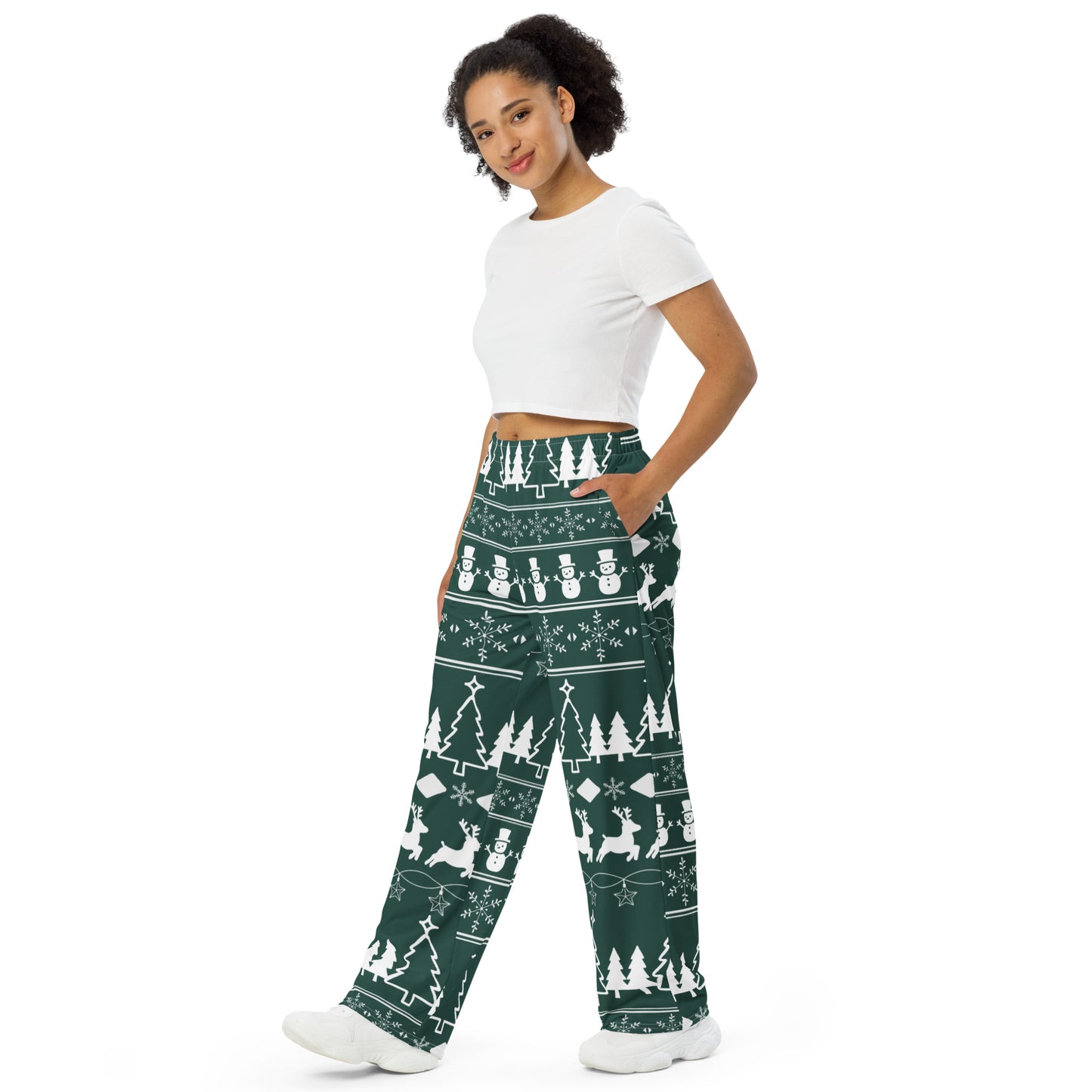 Christmas Green All-over print unisex wide-leg pants