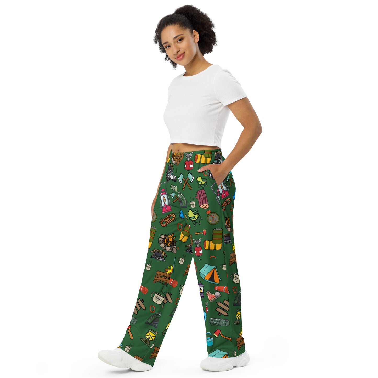 Camping unisex wide leg pants, Camping Fanny Pajama, Daily Use, Camping Tool, Camping Lover, Gift For Him, Gift For Her, Gift For Camper, All-over print unisex wide-leg pants
