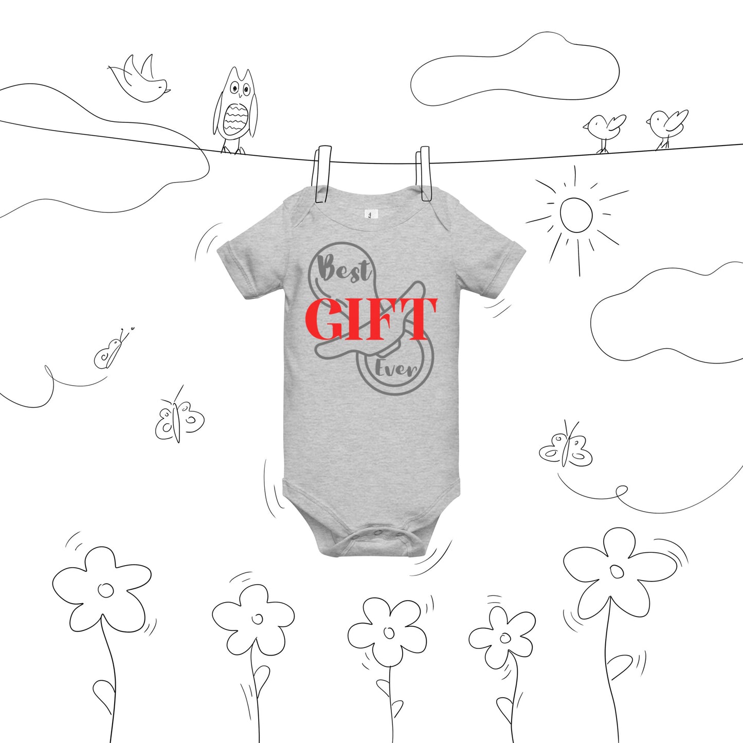 Best Gift Ever Baby short sleeve one piece Pacifier