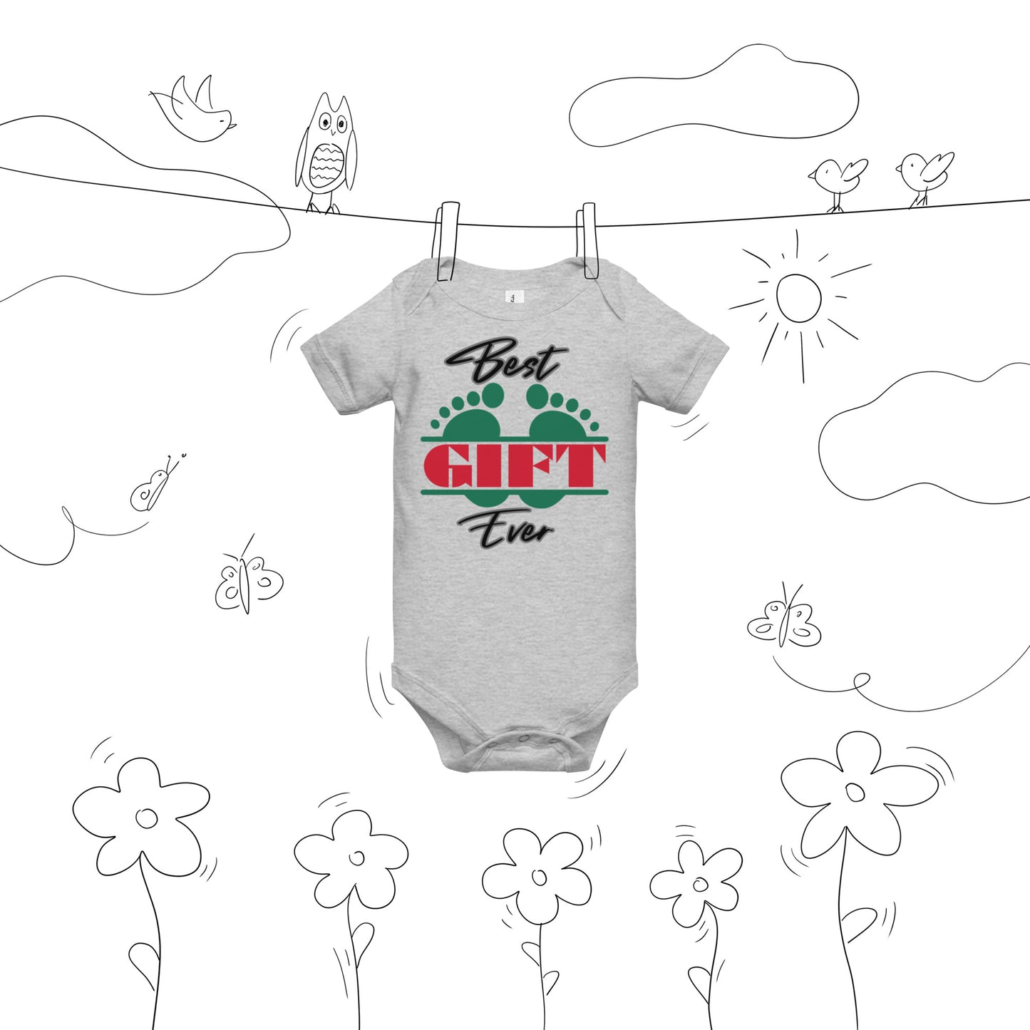 Best Gift Ever Baby Foot Baby Cotton short sleeve bodysuit