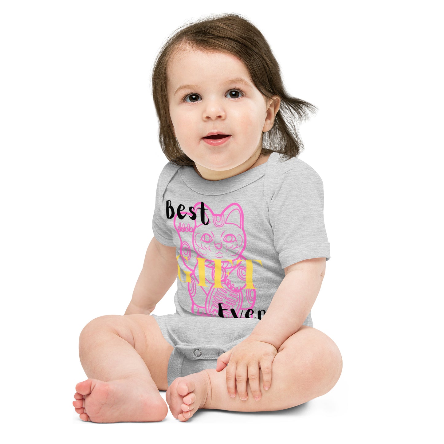 Best Gift Ever, Lucky Cat, Baby short sleeve bodysuit