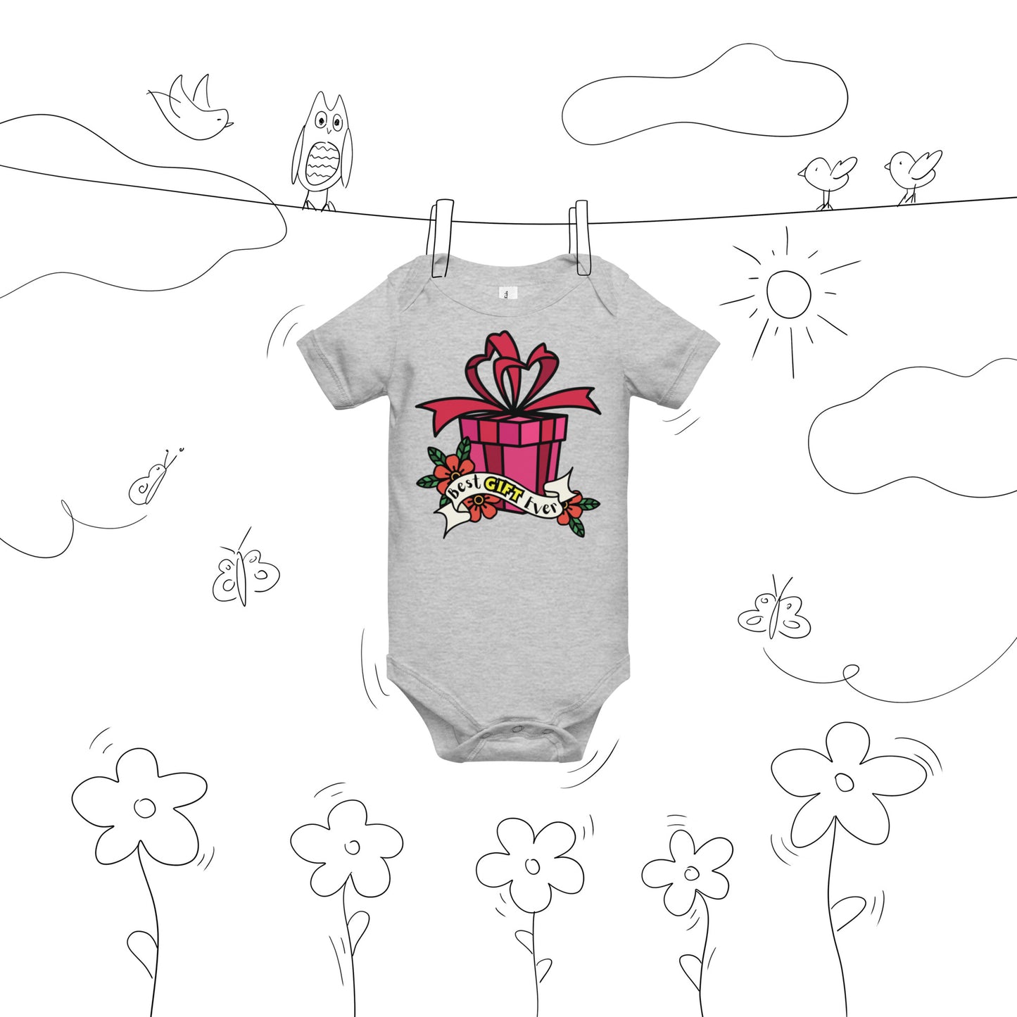 Best Gift Ever, Baby short sleeve bodysuit, Christmas Gift,