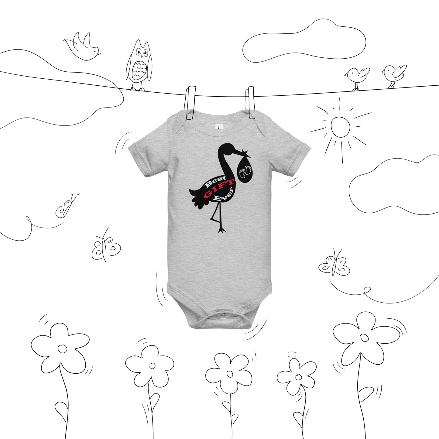 Best Gift Ever Stork with Baby bodysuit