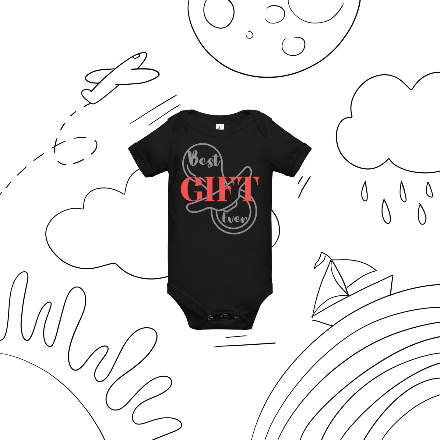 Best Gift Ever Baby short sleeve one piece Pacifier
