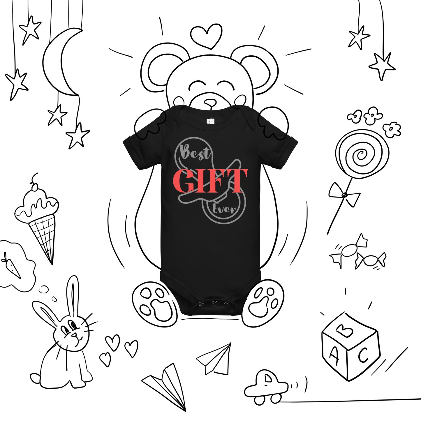 Best Gift Ever Baby short sleeve one piece Pacifier