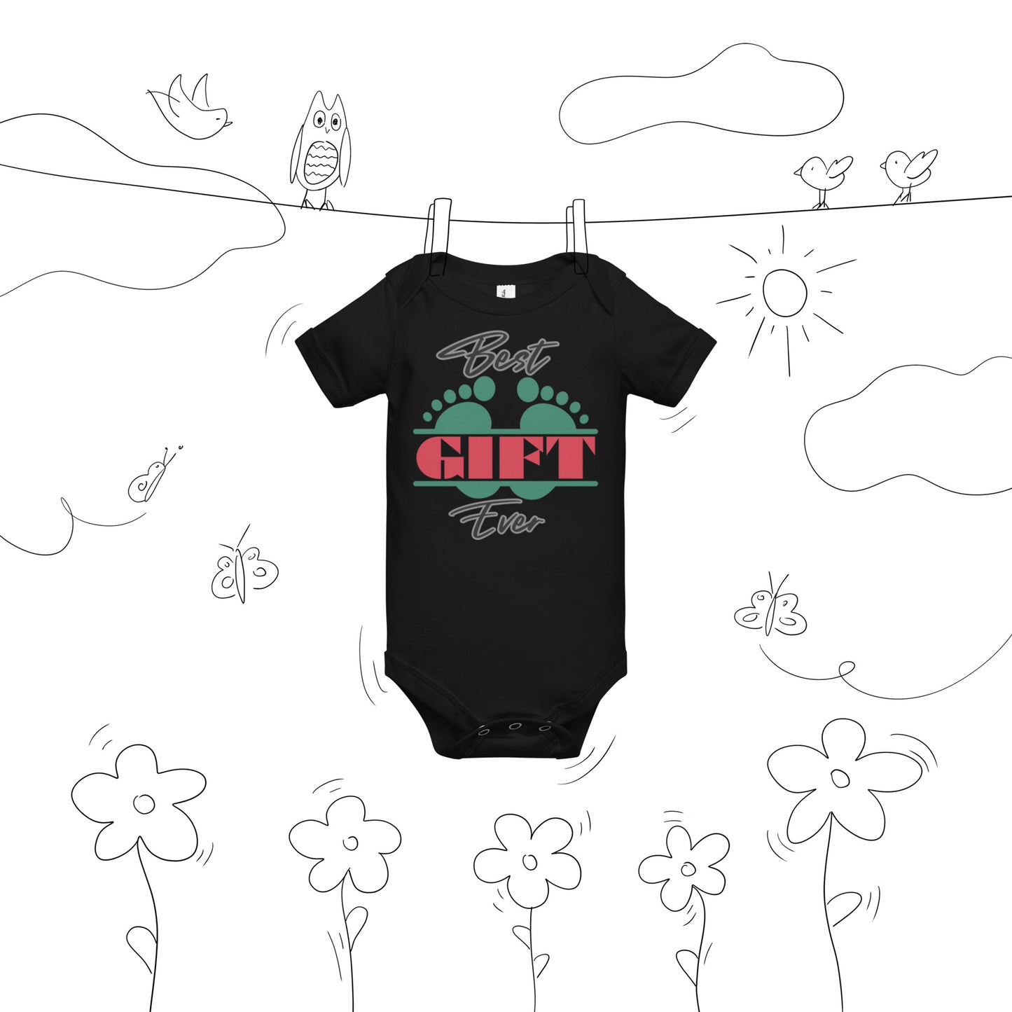 Best Gift Ever Baby Foot Baby Cotton short sleeve bodysuit