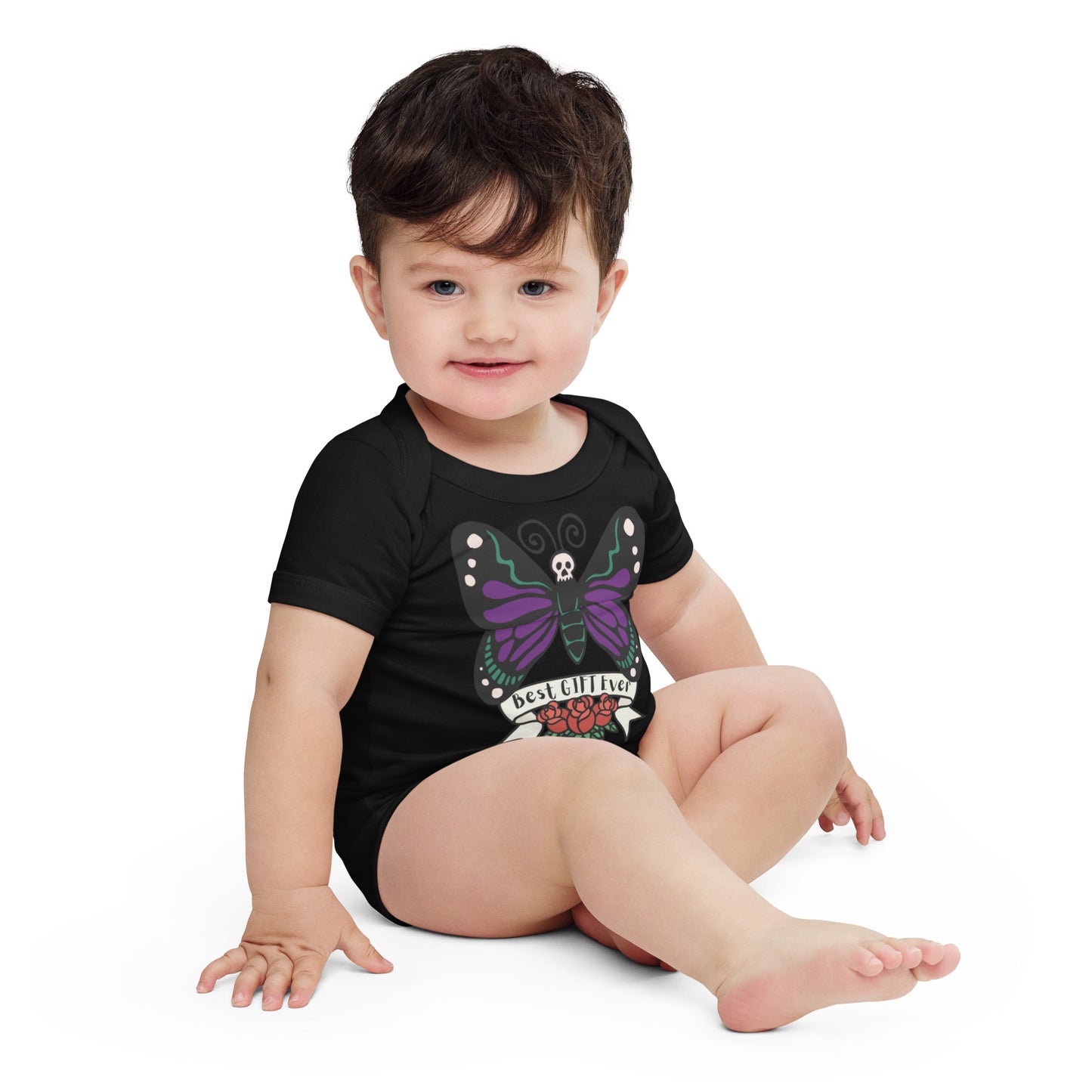 Best Gift Ever, Butterfly Tattoo, Baby short sleeve bodysuit