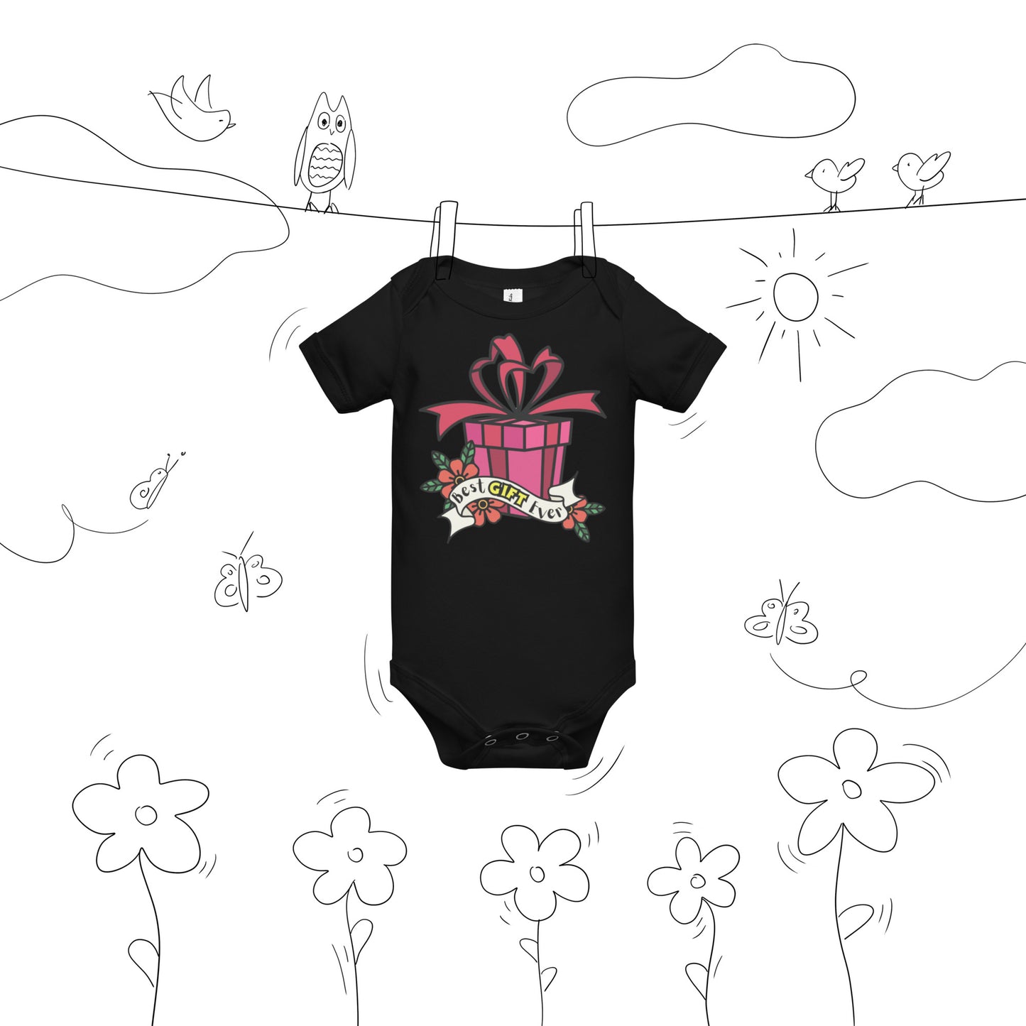 Best Gift Ever, Baby short sleeve bodysuit, Christmas Gift,