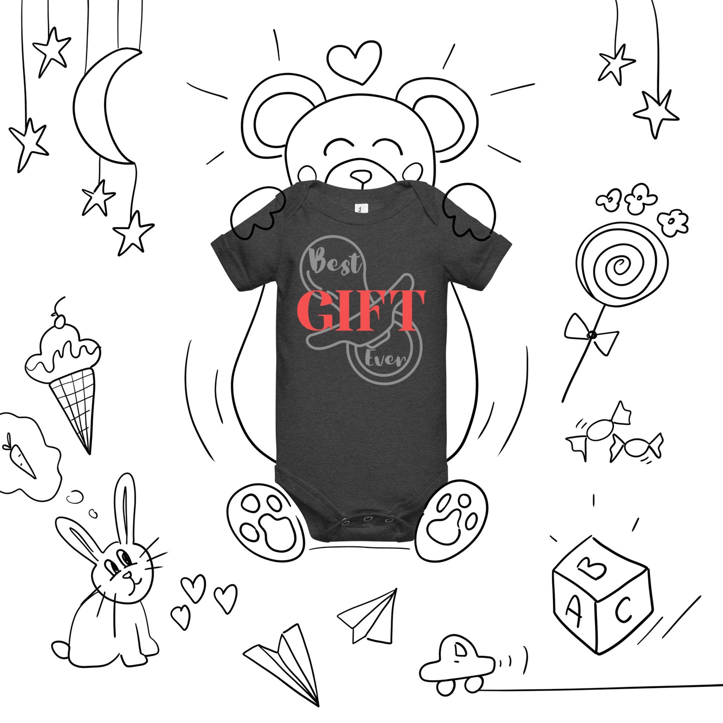Best Gift Ever Baby short sleeve one piece Pacifier
