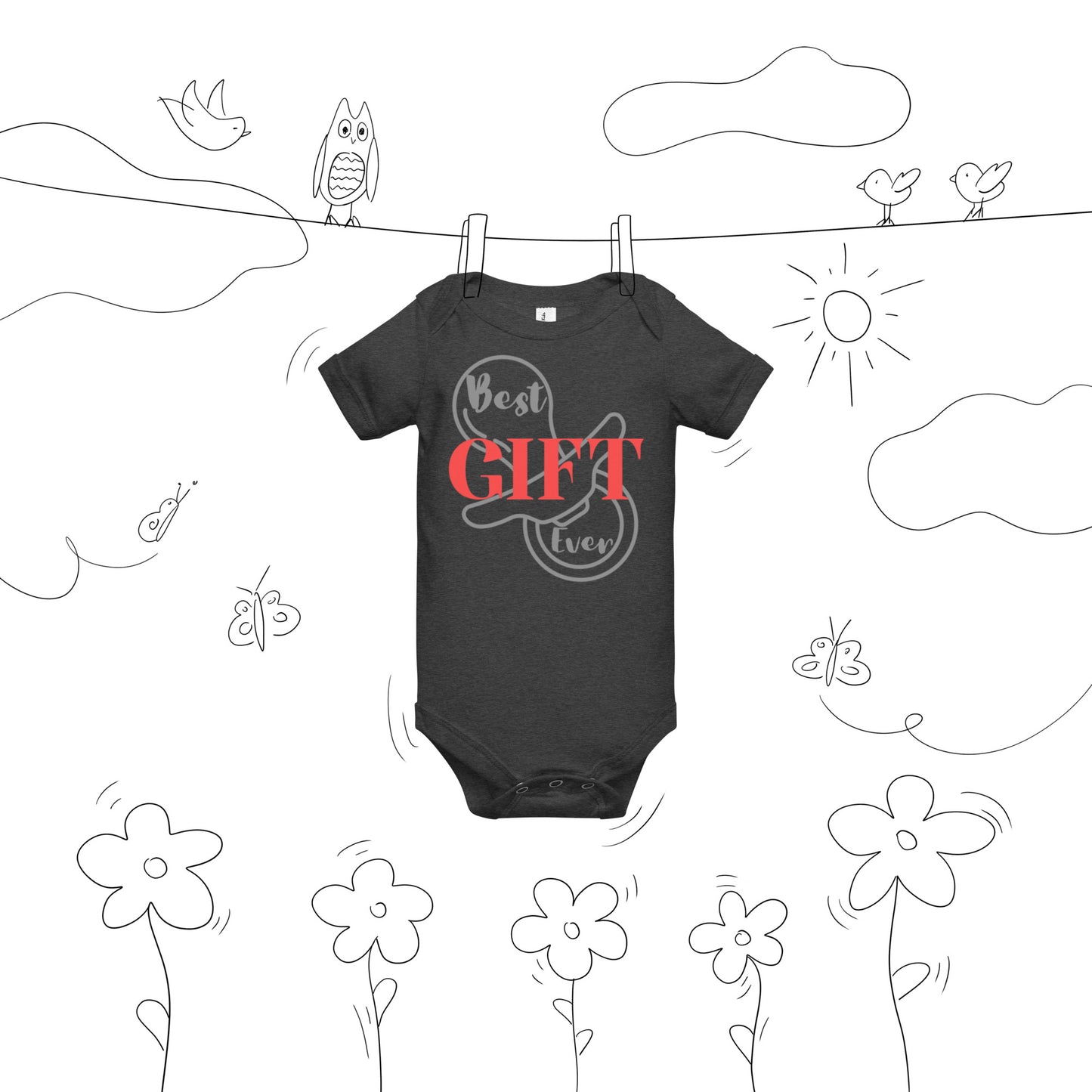 Best Gift Ever Baby short sleeve one piece Pacifier