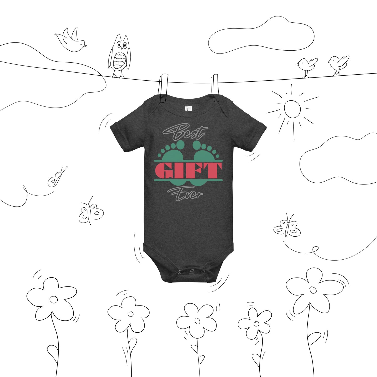 Best Gift Ever Baby Foot Baby Cotton short sleeve bodysuit